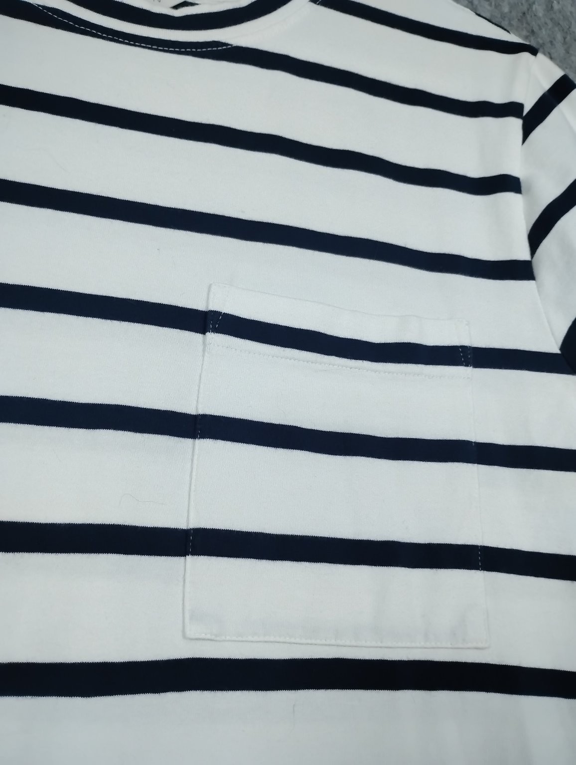 Caslon Black White Striped Maxi Dress Med Short Sleeve Pocket Slit Cotton Blend