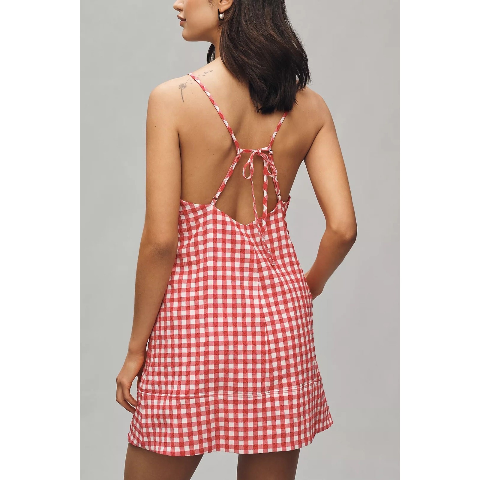 NWT Anthropologie Apron-Style Mini Dress $148 X-LARGE Raspberry Gingham