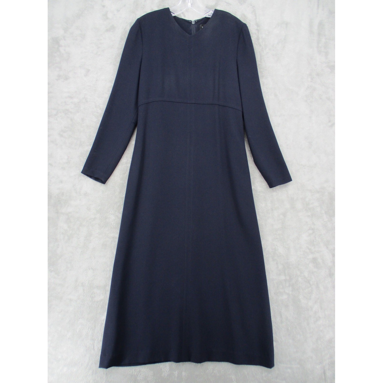 Vintage Linda Allard Ellen Tracy Dress 8 Modest Minimalist Career Classic Navy