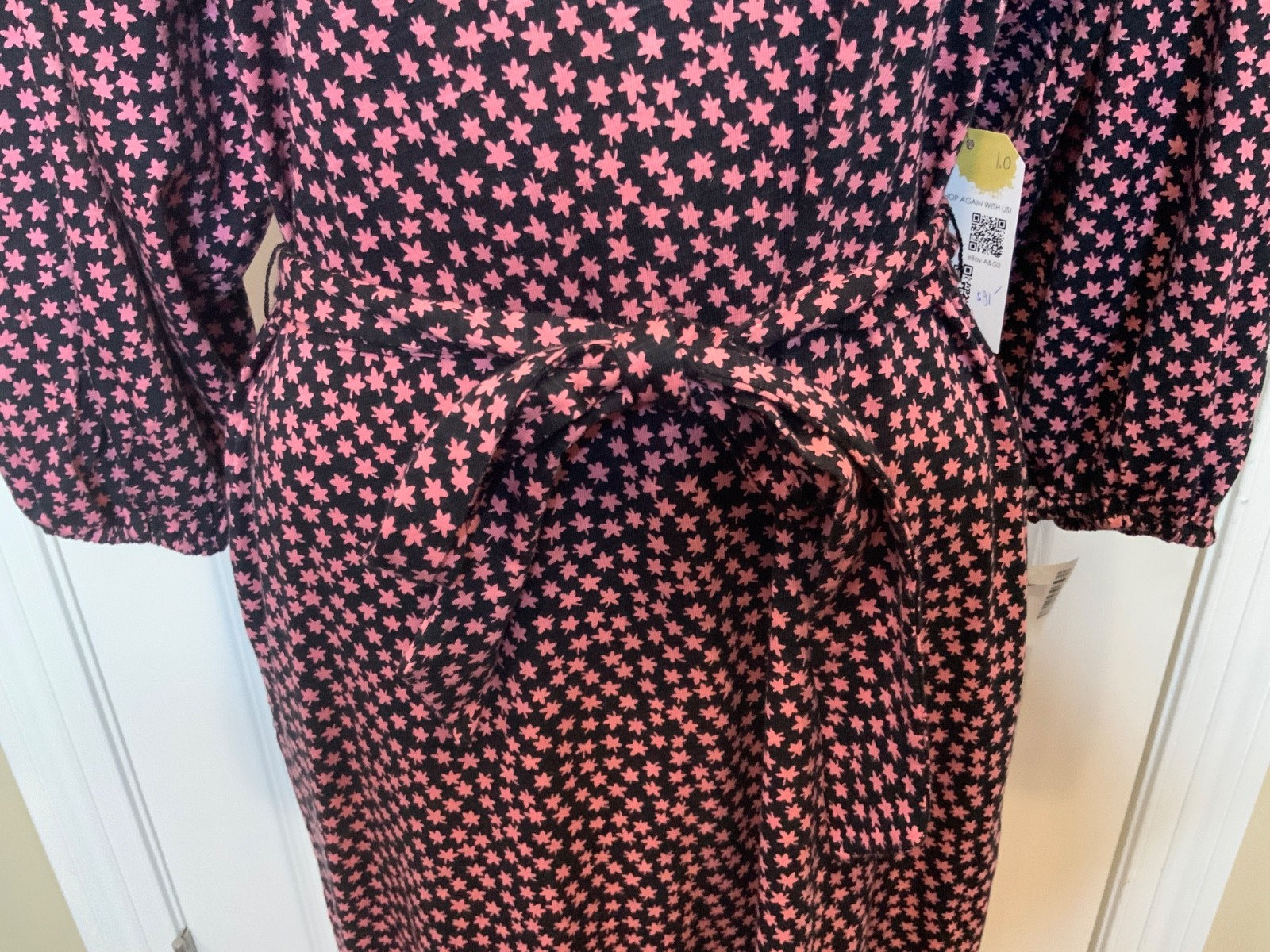 Boden Black & Pink Floral Patterned Midi Dress, Size 6P, NWT! $168.00