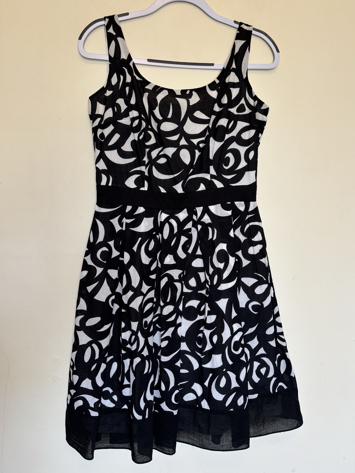 London Times Boho Dress Sz 10 Sleeveless Lined Cotton Empire Waist Fit & Flare