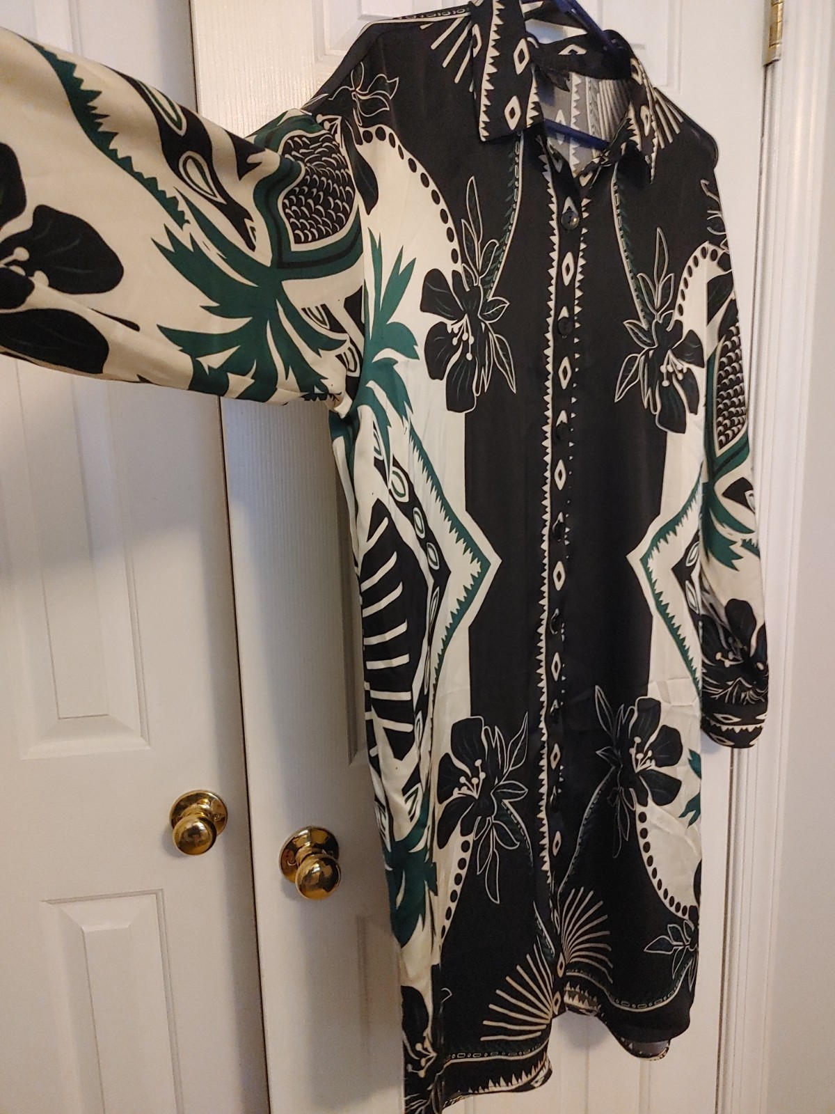 House Of Harlow 1960 Floral Print Long Sleeve Button-down Midi Dress Size L