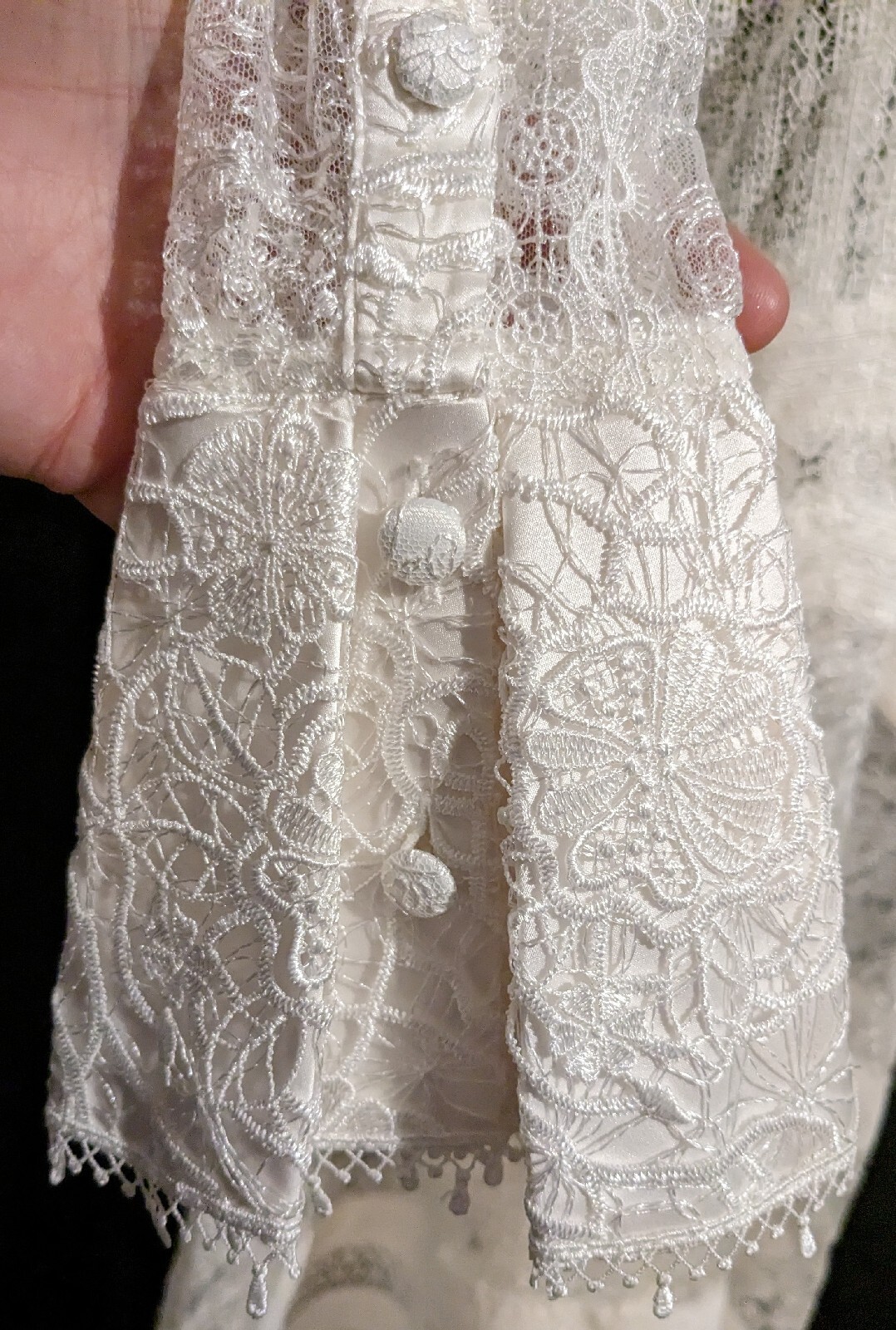 Leo & Lin Juno Poly & Silk Button Down Lace Dress White Long Sleeve Size 6 – NWT