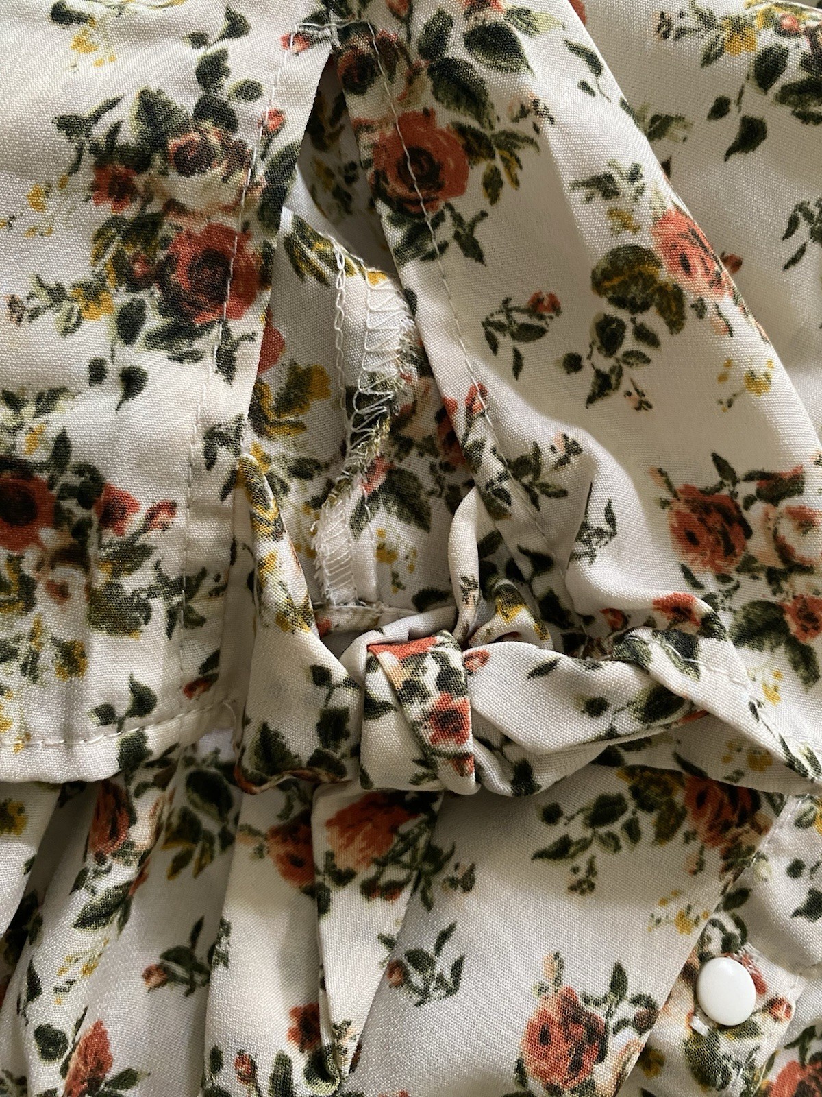 Justify White/Multicolor Floral Button Front Smocked Collared Short Dress M