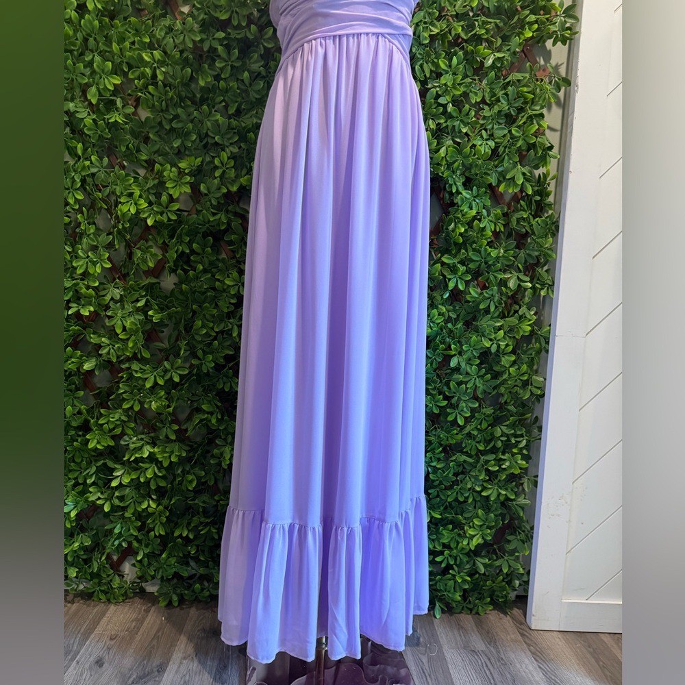 NWT- Soiree Celebration Purple Ruffled Lace-Up Dress