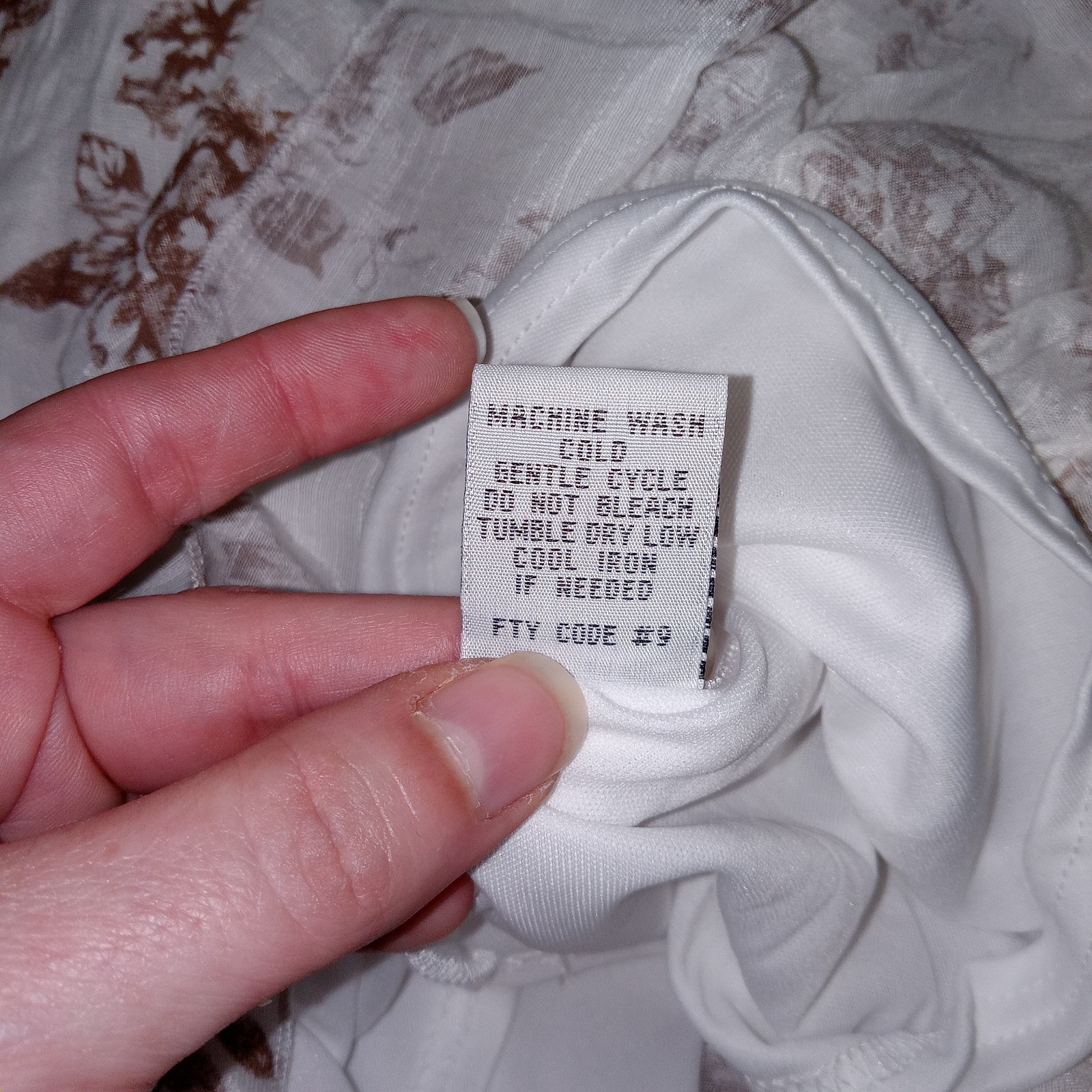 NWT J Gee Maxi Dress Size L White Brown Floral Cottagecore Smocked Boho Flutter