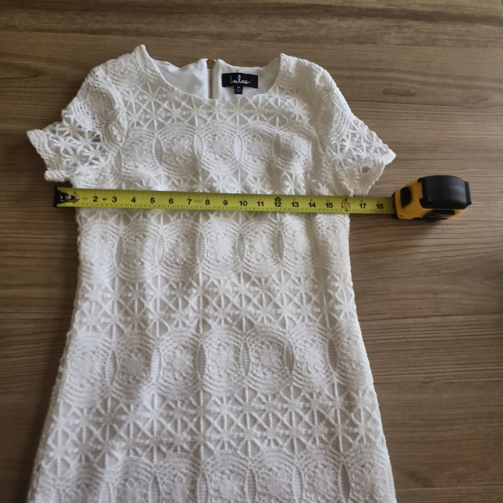 LULUS White Lace Mini Dress Short Sleeve Boho Bridal Shower Graduation Size M