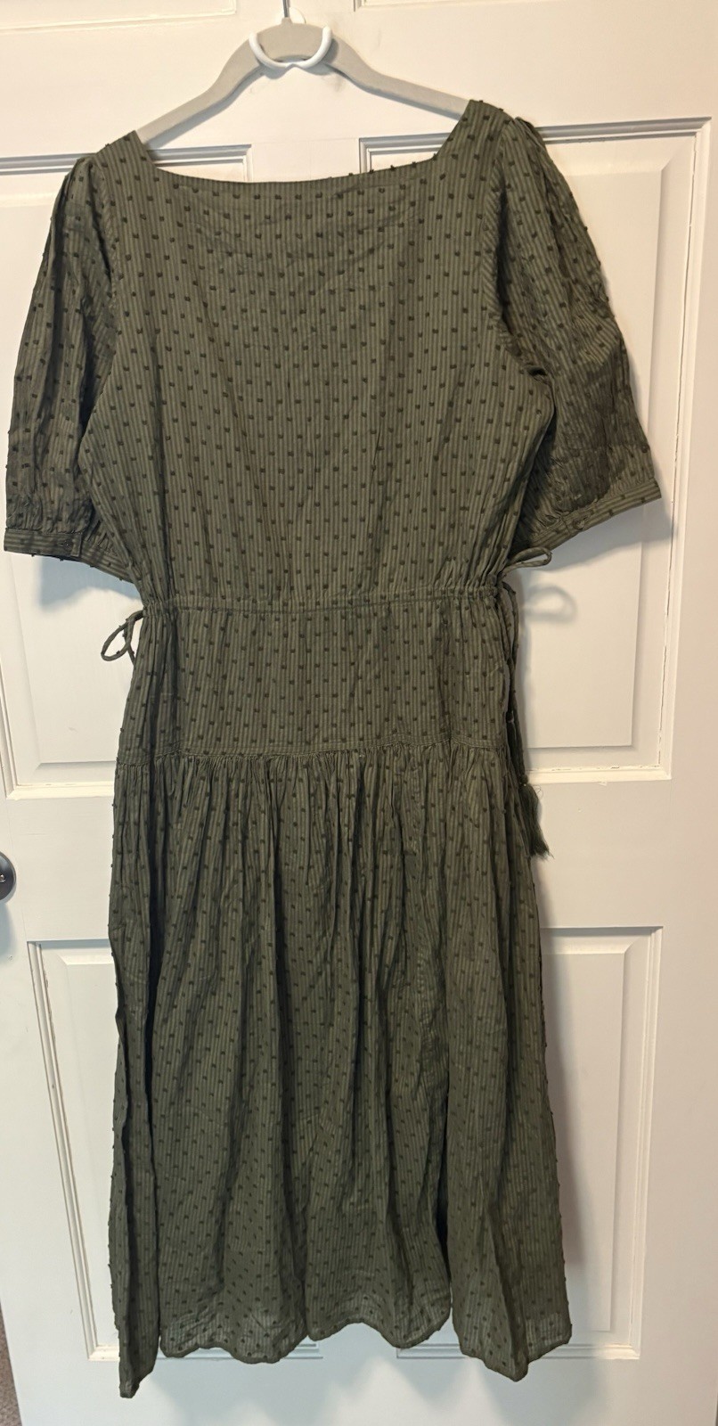 NWT Joie Nashua Olive Green Dot Tie Cotton Midi Women’s Dress L Large New