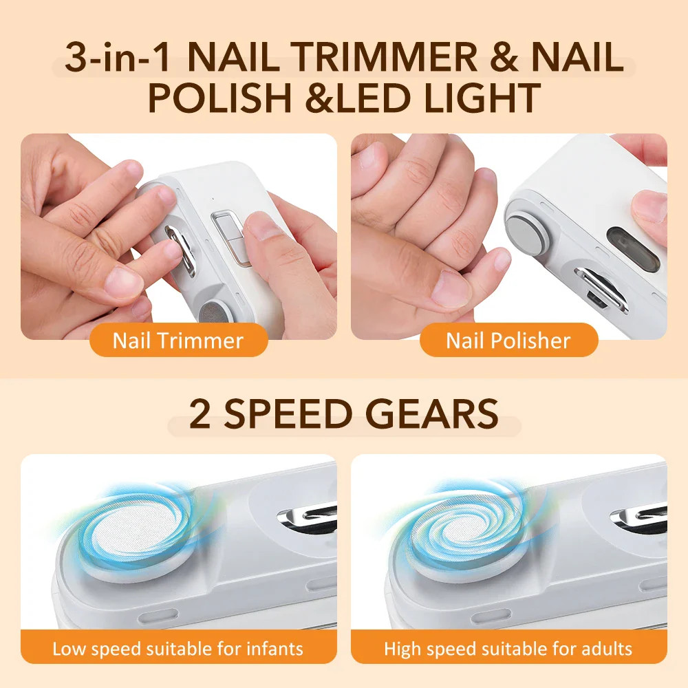 1 Pcs Electric Automatic Nail Clipper Manicure Nail Trimmer 3 in 1 Finger Toe