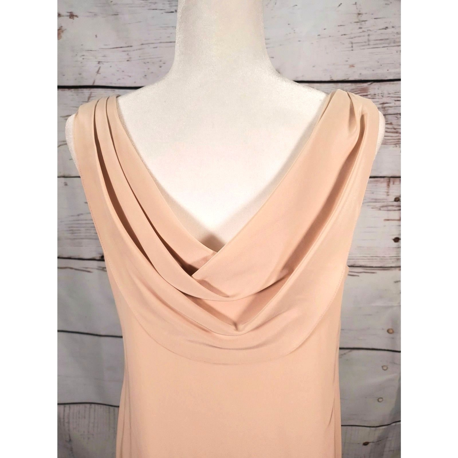 Amanda Uprichard Silk Dress Draped Neck Nude Pink Short Sheath Lined SZ LG
