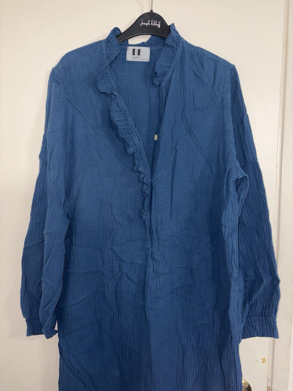BF Designed By Beatriz Furest Spain crinkle-texture shirtdress Medium Cotton