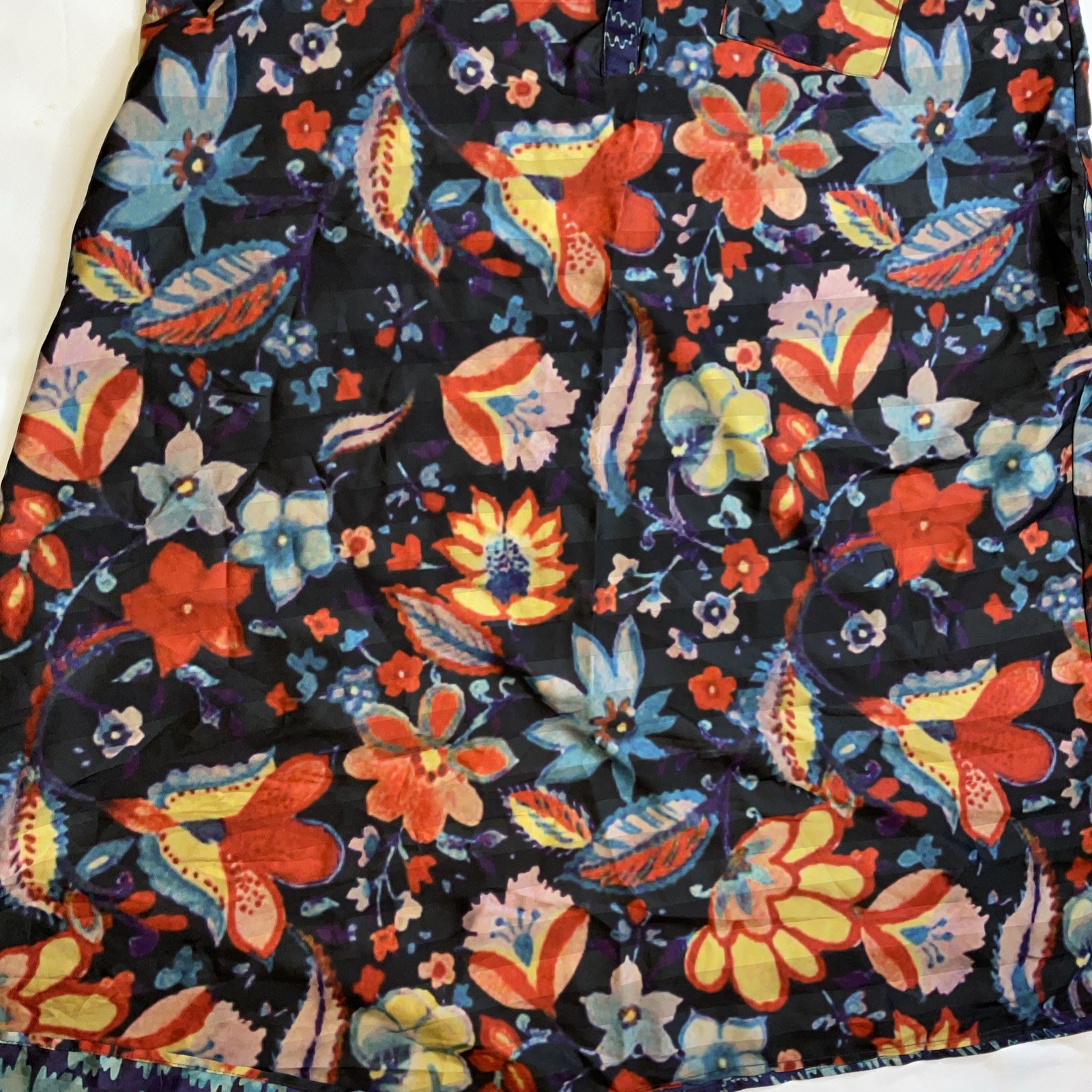 Caftan Button Top Floral Geometric Pattern Lagenlook Relaxed Boxy Art To Wear