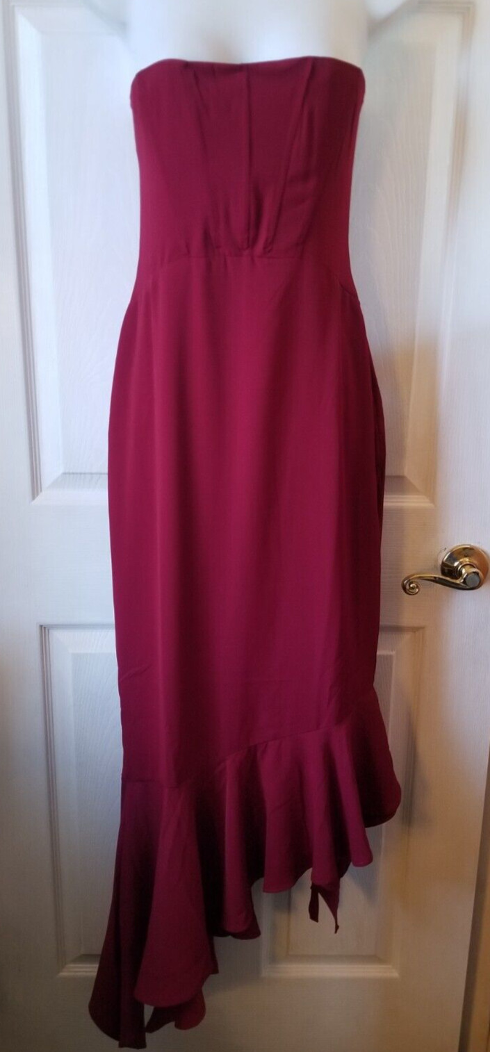 Club L London Berry Strapless Corset Asymmetrical Prom Cocktail Dress Size 4 NEW
