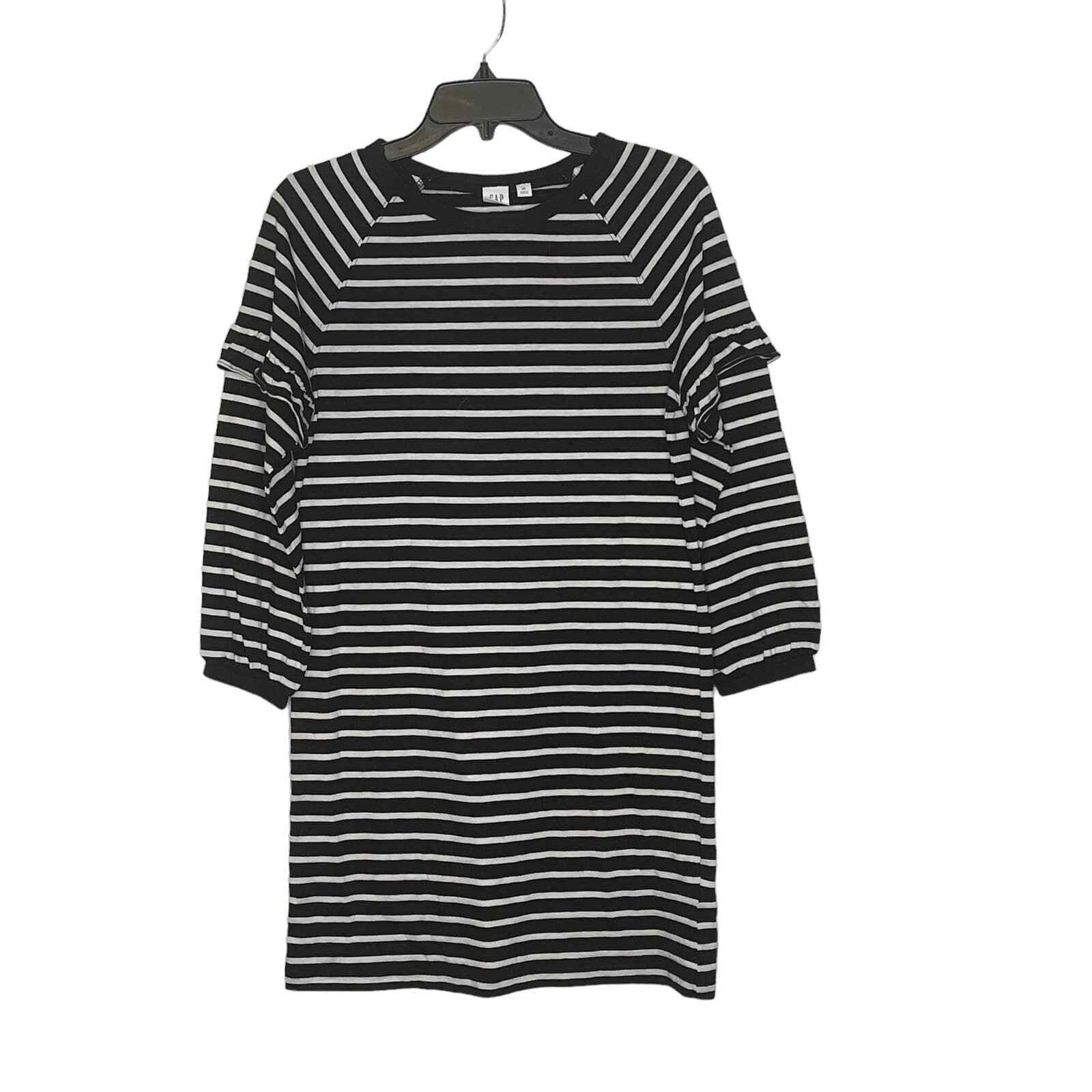 Gap T-Shirt Dress Size XS Black White Striped Womens Blended Fabric LS Pullover