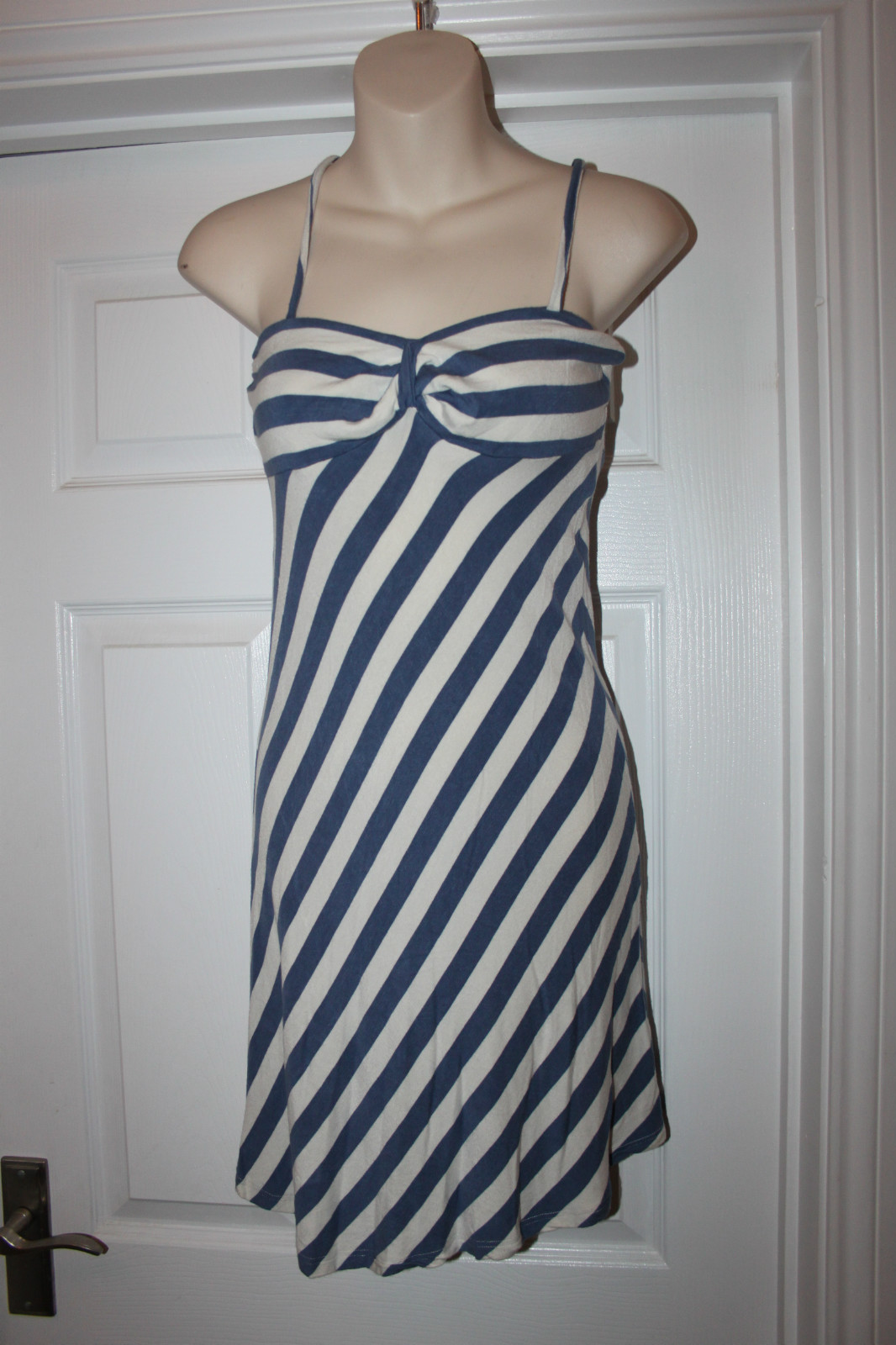 Blue White Stripe Dress Miss Selfridge Womens Summer Holiday Beach Classic