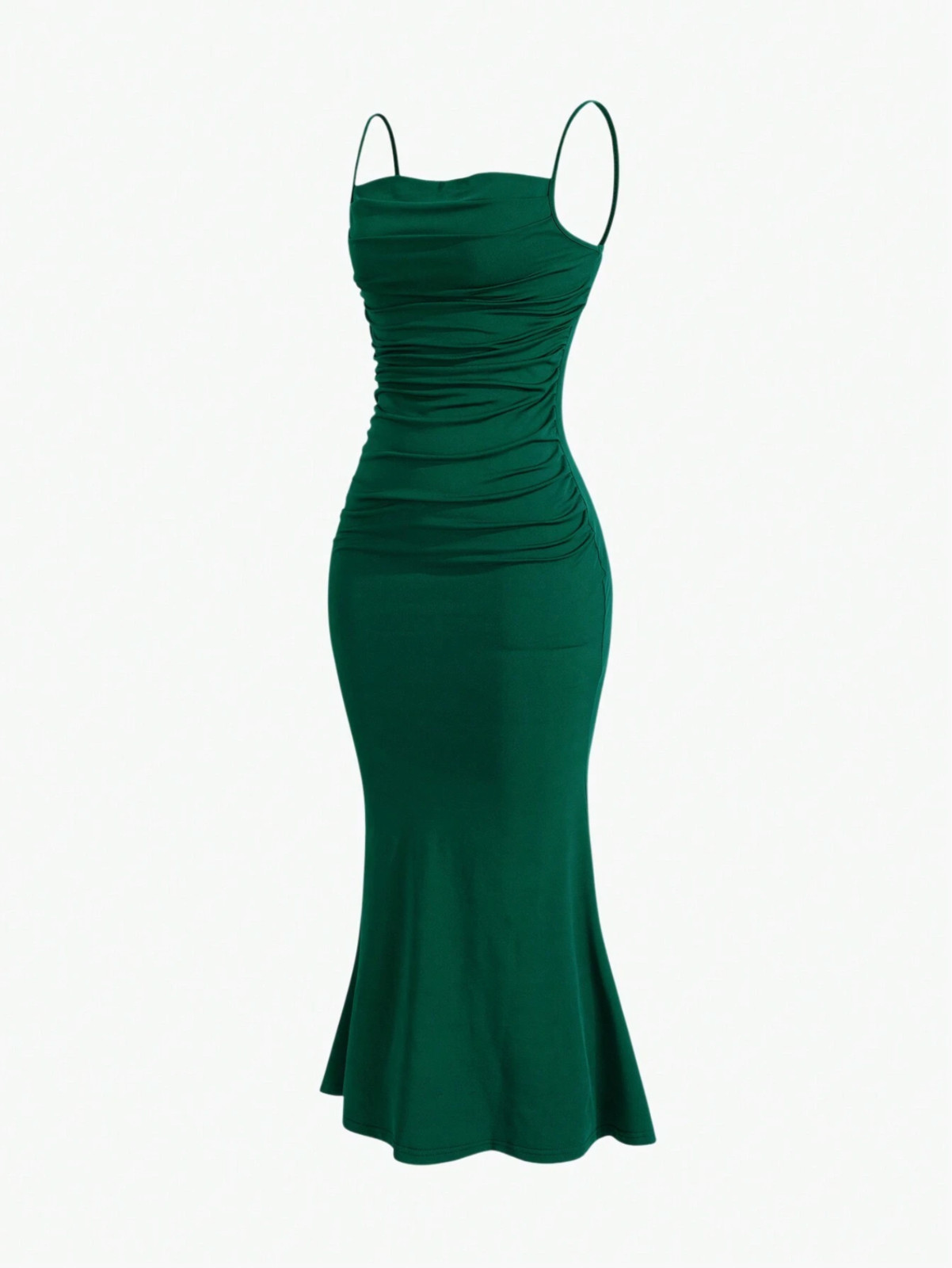 Green MOD Solid Ruched Mermaid Hem Cami Dress Sz XS S M L