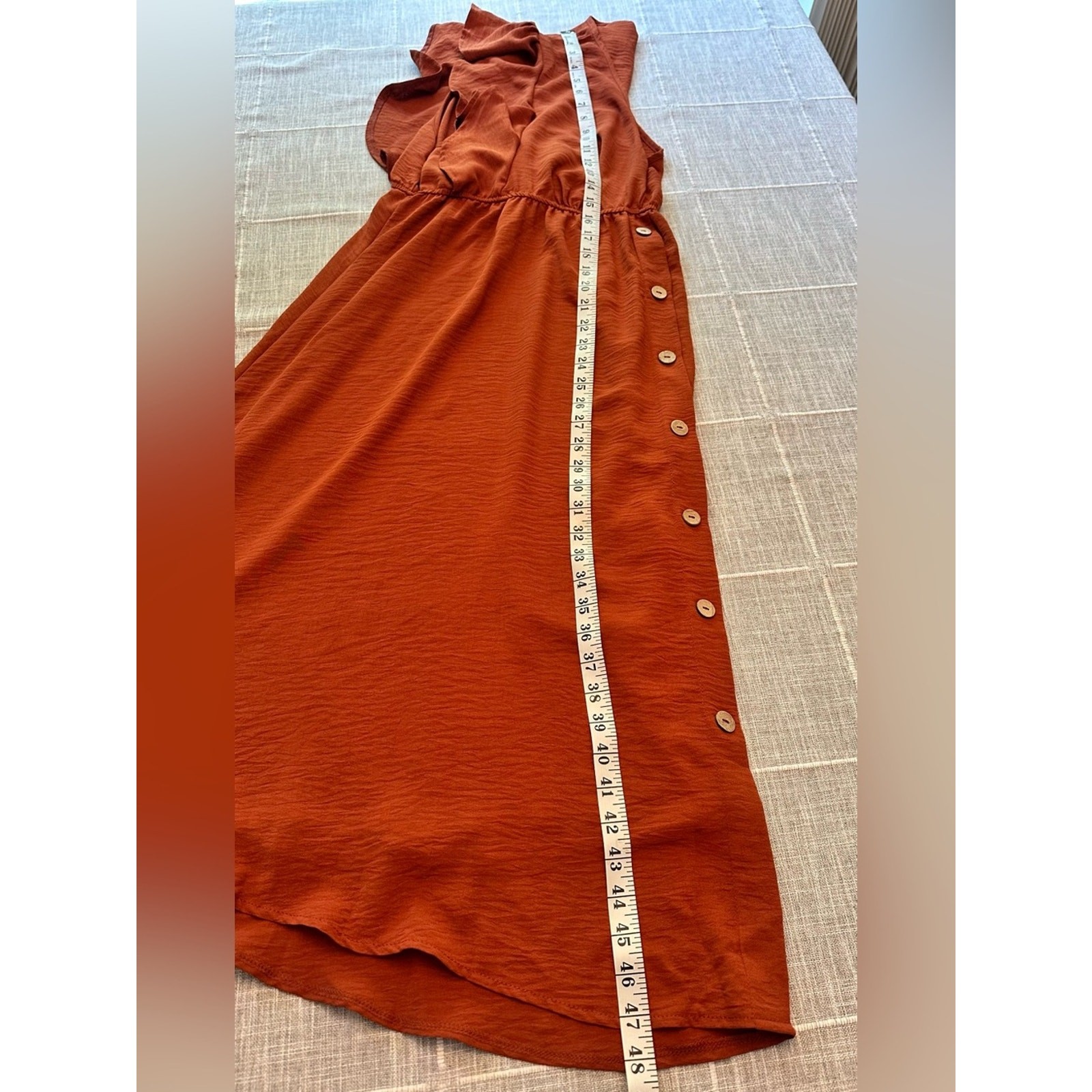 LSHEIN Curve Rust Button-Front Ruffle Midi Dress (Size 4XL) NWOT