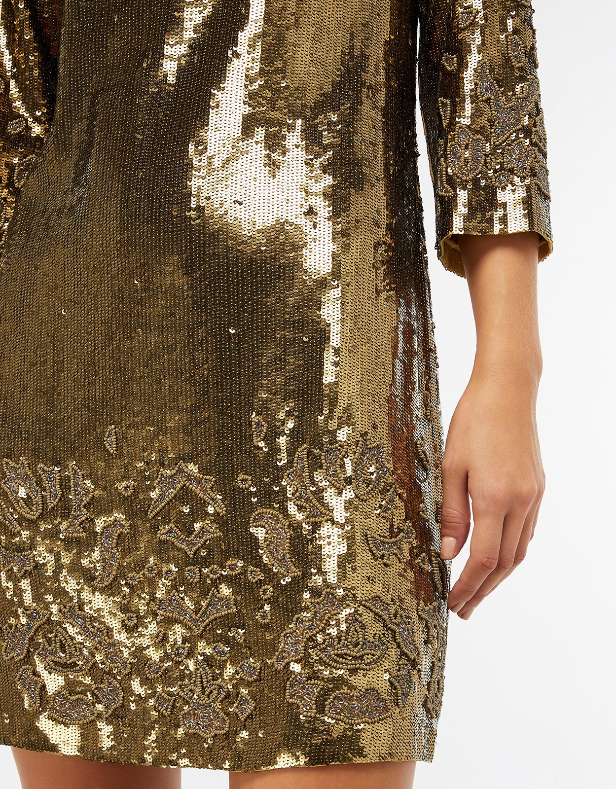 Monsoon Limited Edition Sheryl Sequin Gold Mini Dress Embellished S-6 NWT 201761