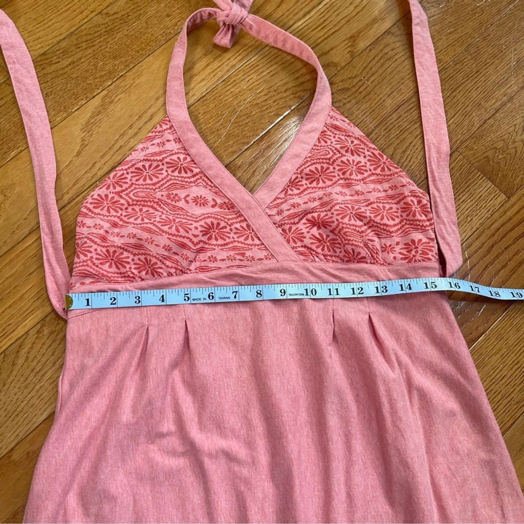 Athleta Bohemian Halter Peach Orange Pinkish Cotton blend Jersey Dress Sz Medium