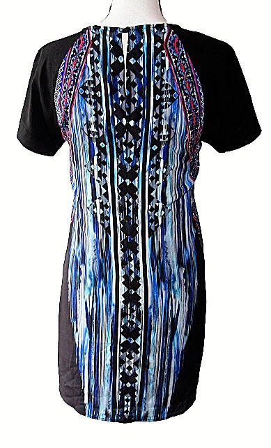 Greylin Size XS Geometric Kaleidoscope Print Keyhole Back Shift Dress