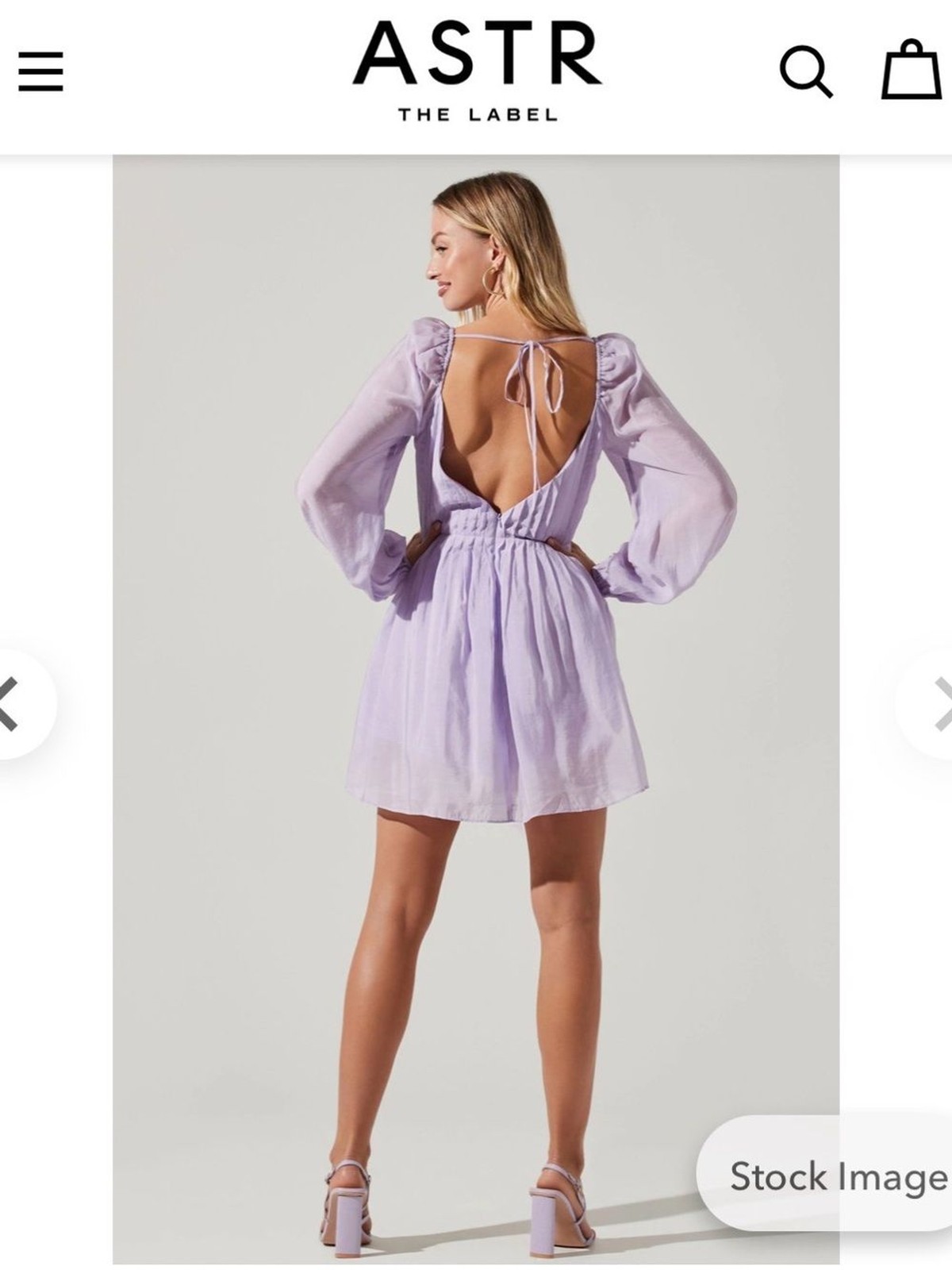 Astr Lavender Puff-Sleeve Smocked Mini Dress size Small, NWT