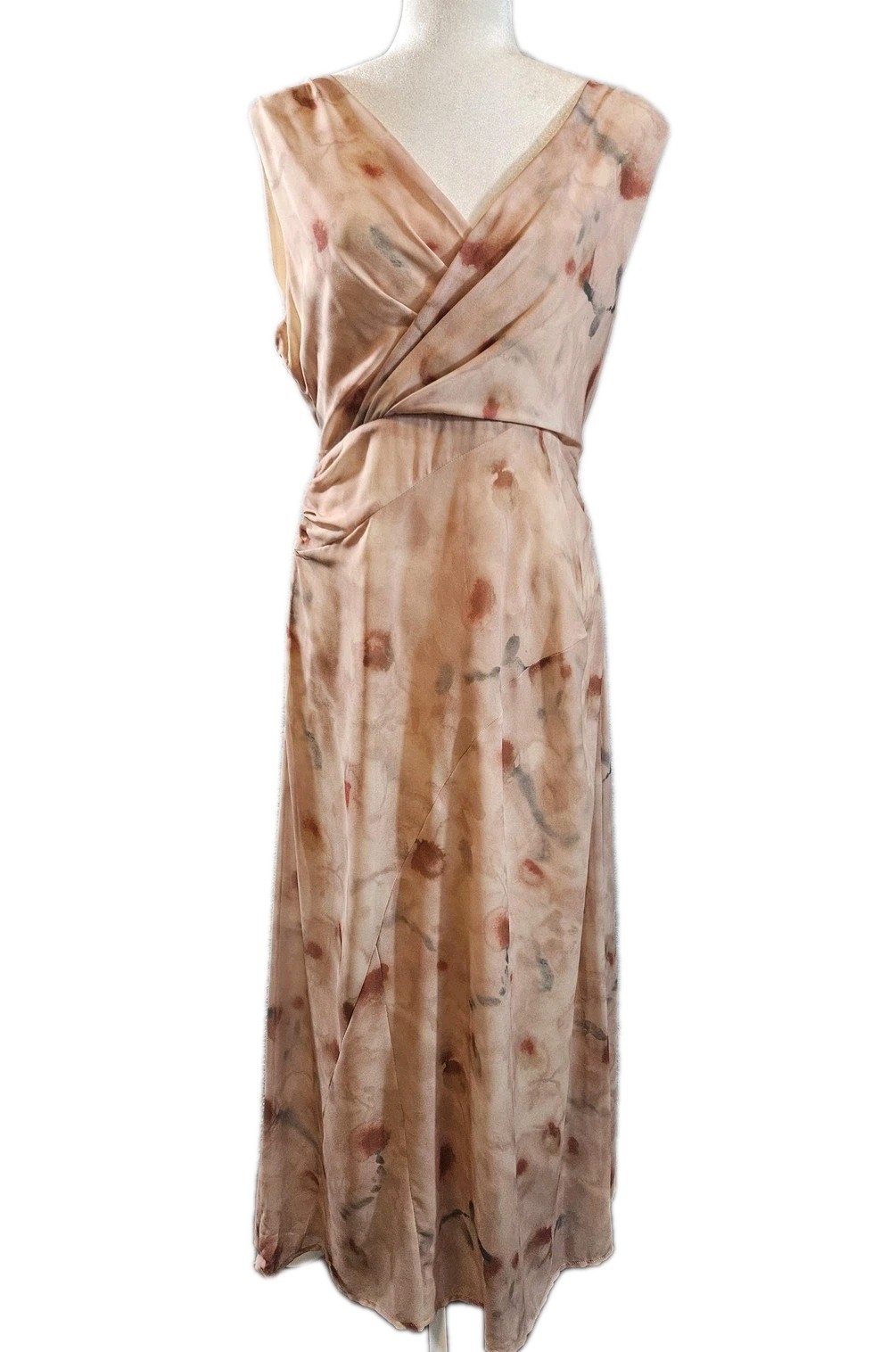 Dazy Dress Womens Large Pink Midi Sleeveless Floral V-Neck Chiffon Elegant Flowy
