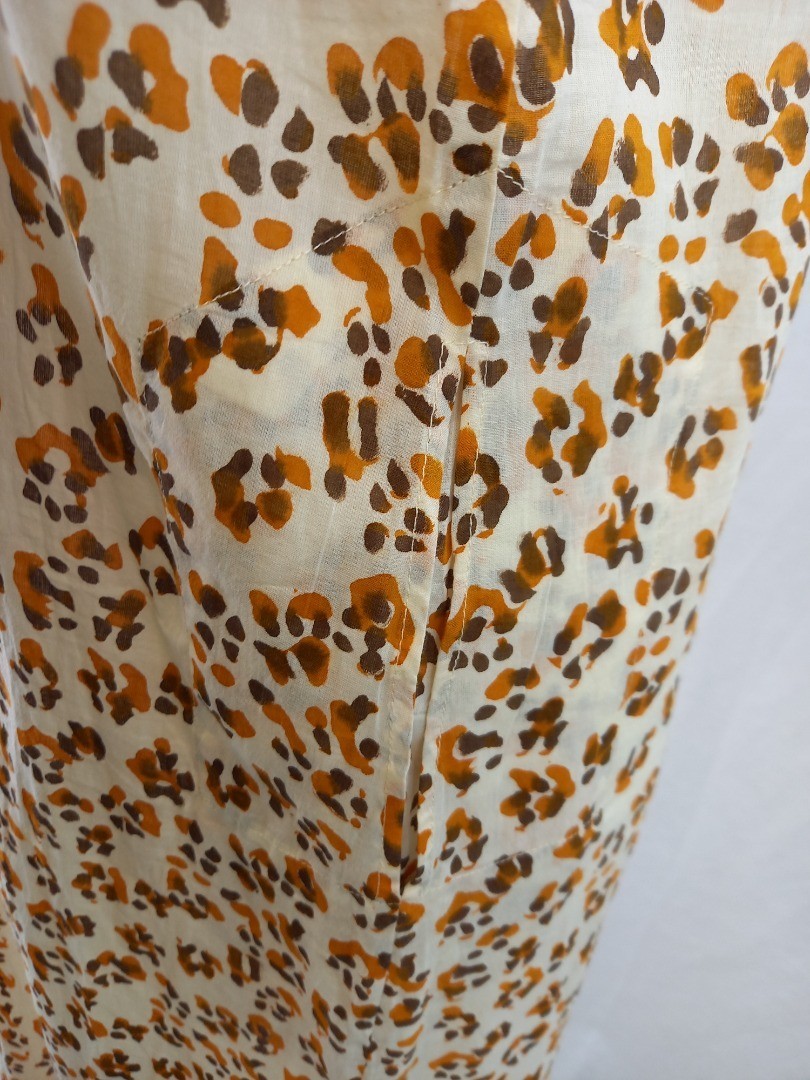 Lisa Corti Maxi Dress Size S Kaftan Animal Print Cotton Button Neck