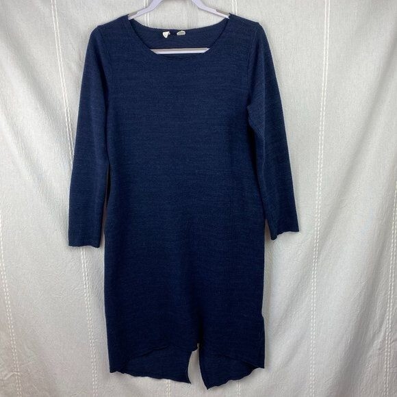 Moth Anthropologie Soft Knit Navy Blue Long Sleeve Midi Wrap Sweater Dress Sz S