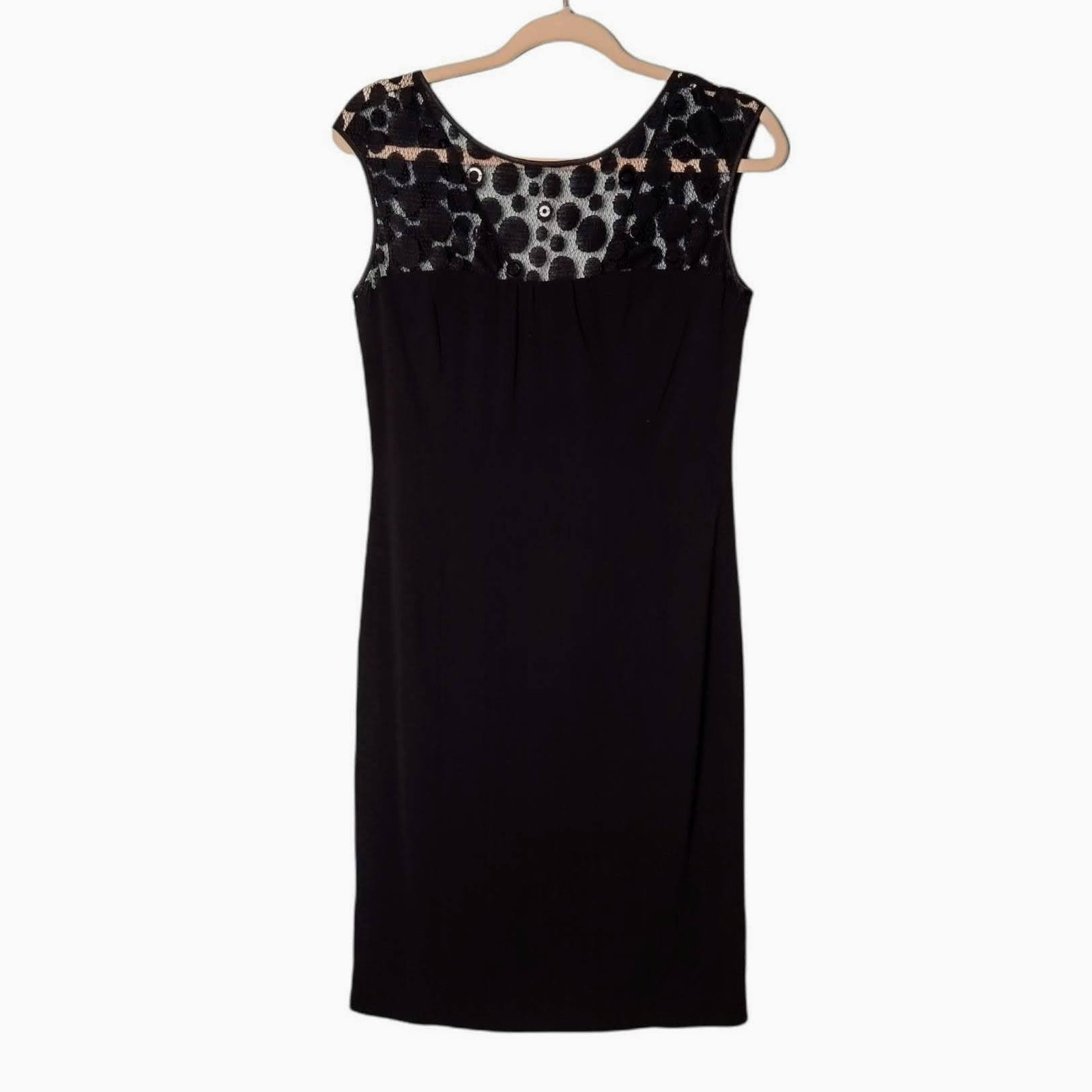EVAN-PICONE Womens Sz 4 Black Dress Knee Length Lined Lace Sleeveless Zipper