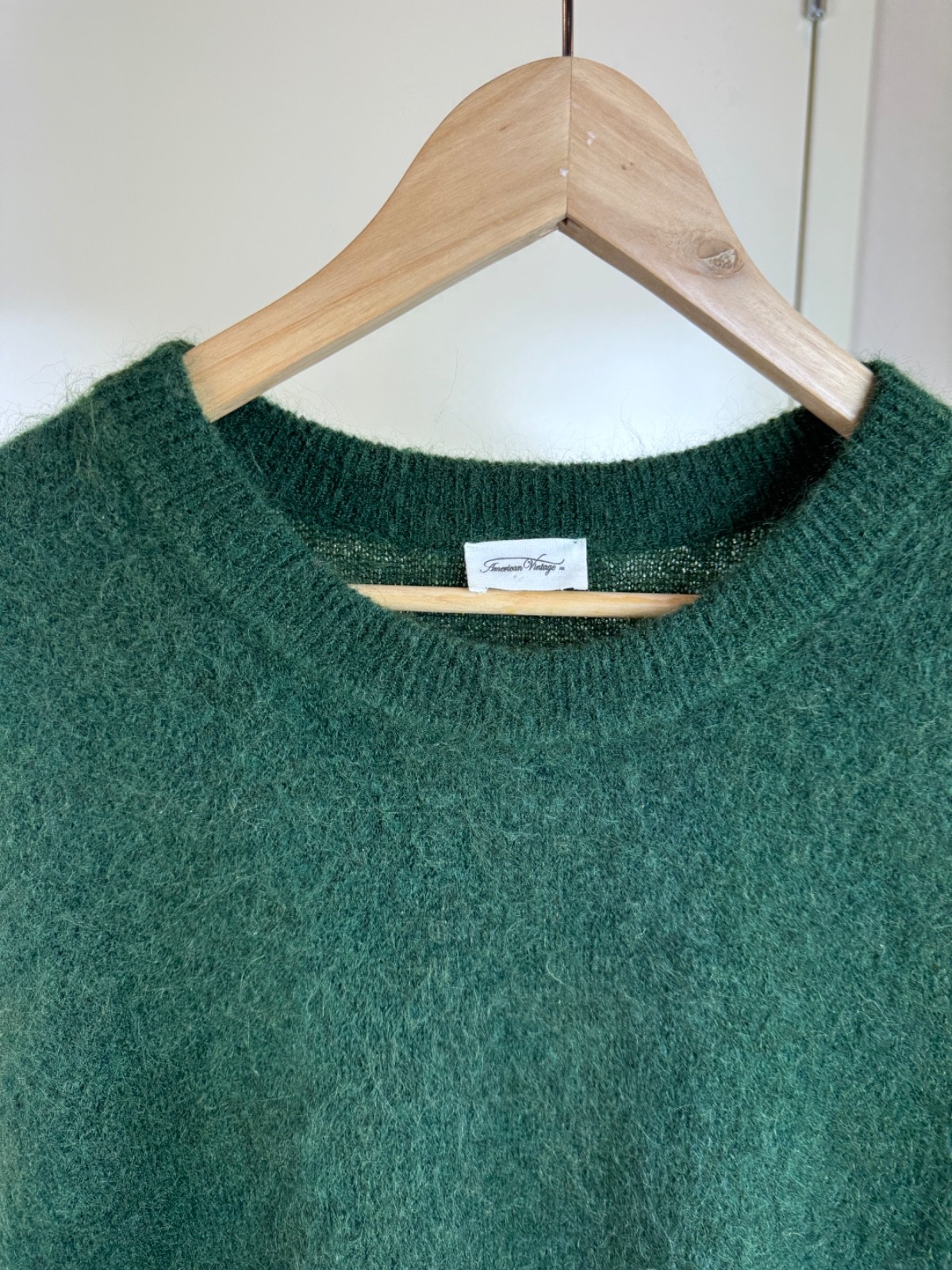AMERICAN VINTAGE Mohair Wool Fluffy Maxi Sweater Dress Jumper Gown Green M/L