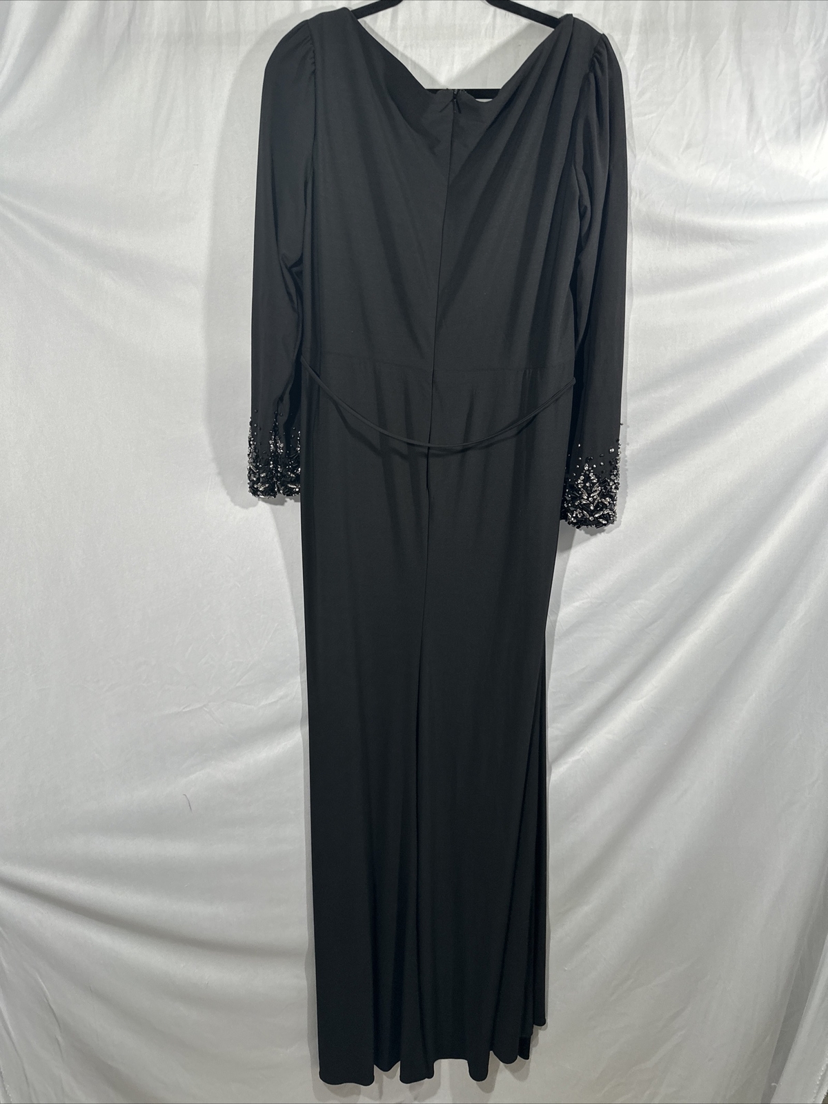 NWD $498 Mac Duggal [ 14 ] Beaded Cuff Long Sleeve Wrap Over Trumpet Gown #G1993