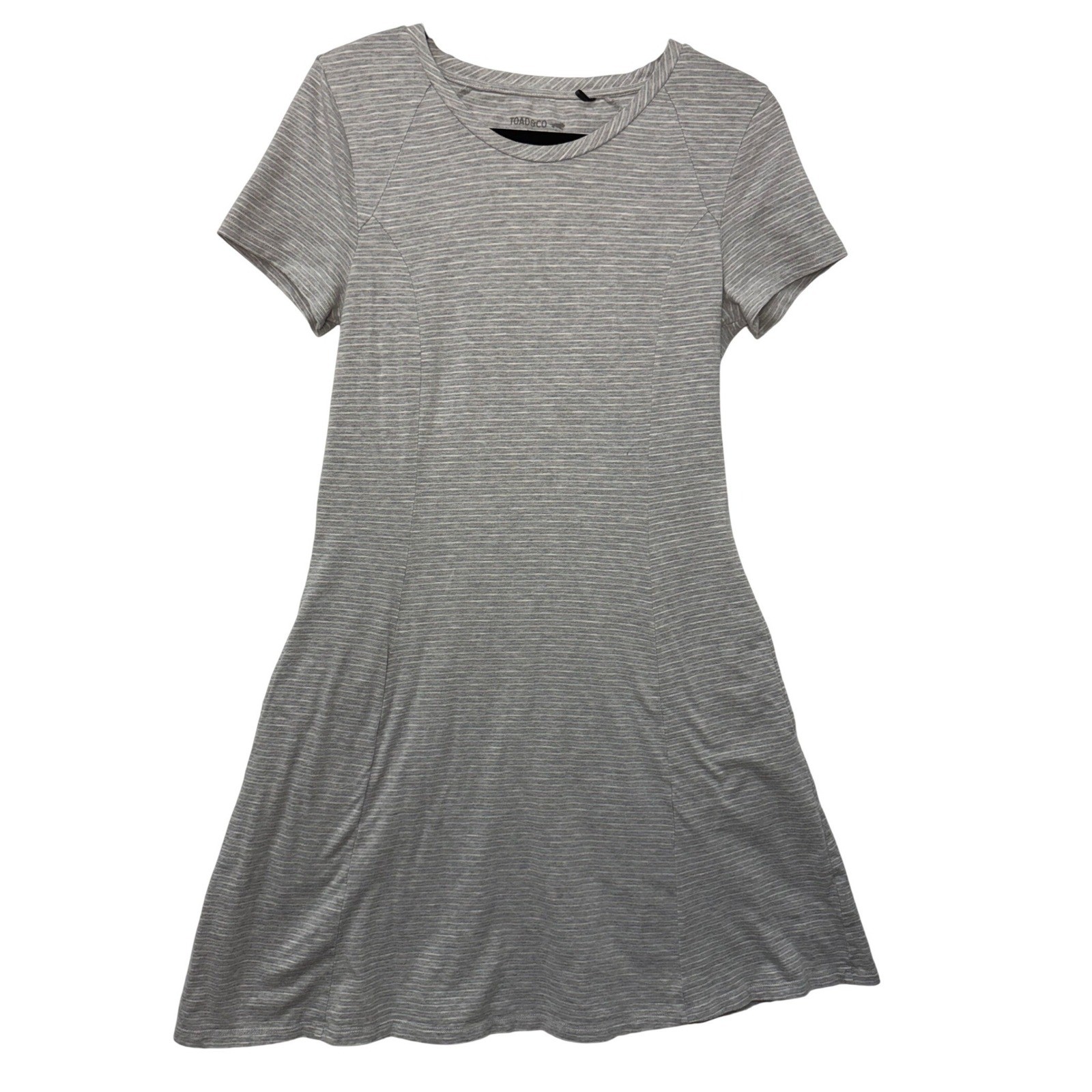 Women’s Toad&Co Organic Cotton Blend Gray White Striped Dress Size Medium