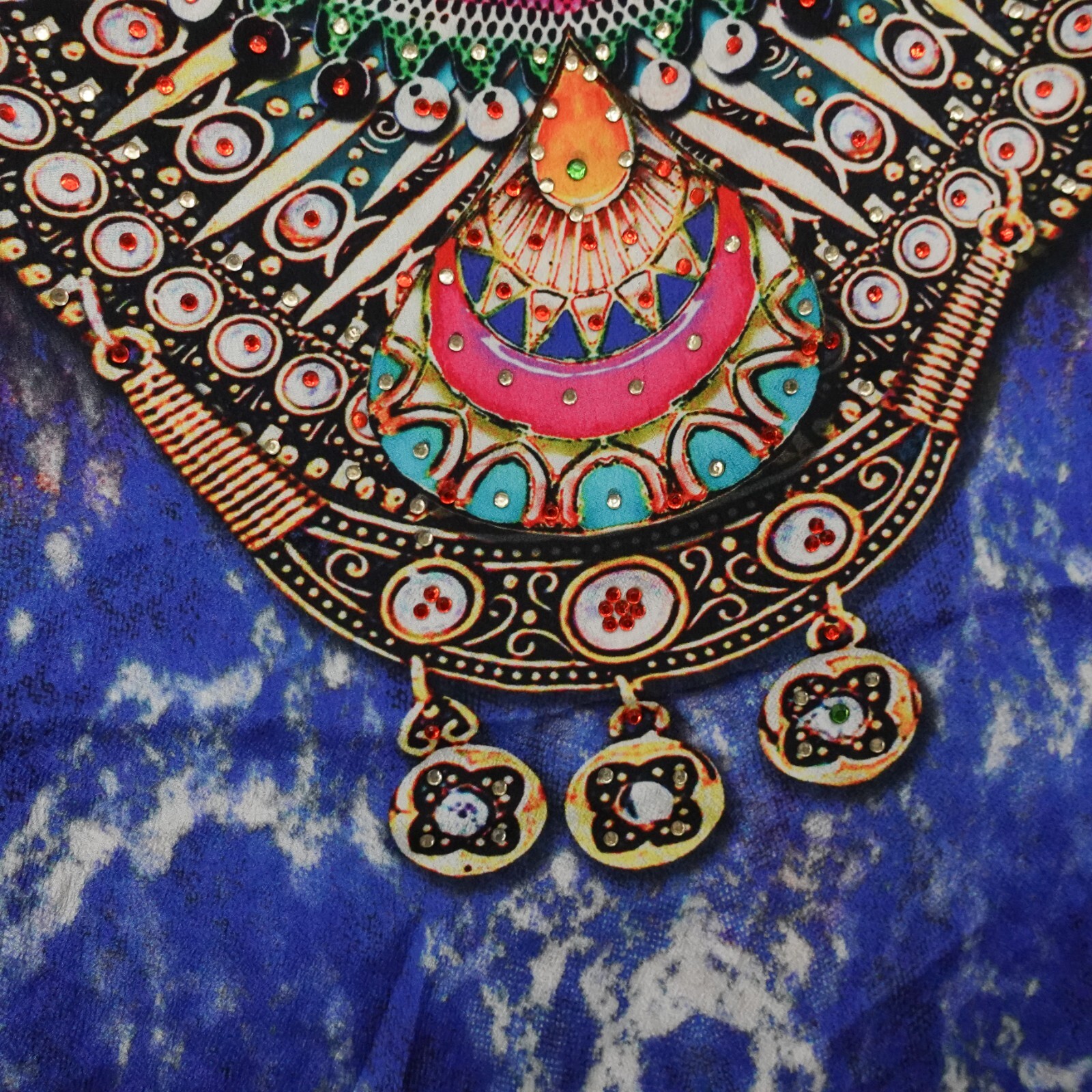 Sakkas Women’s One Size Ring Beach Colorful Blue Dress Top Cover up Rhinestone