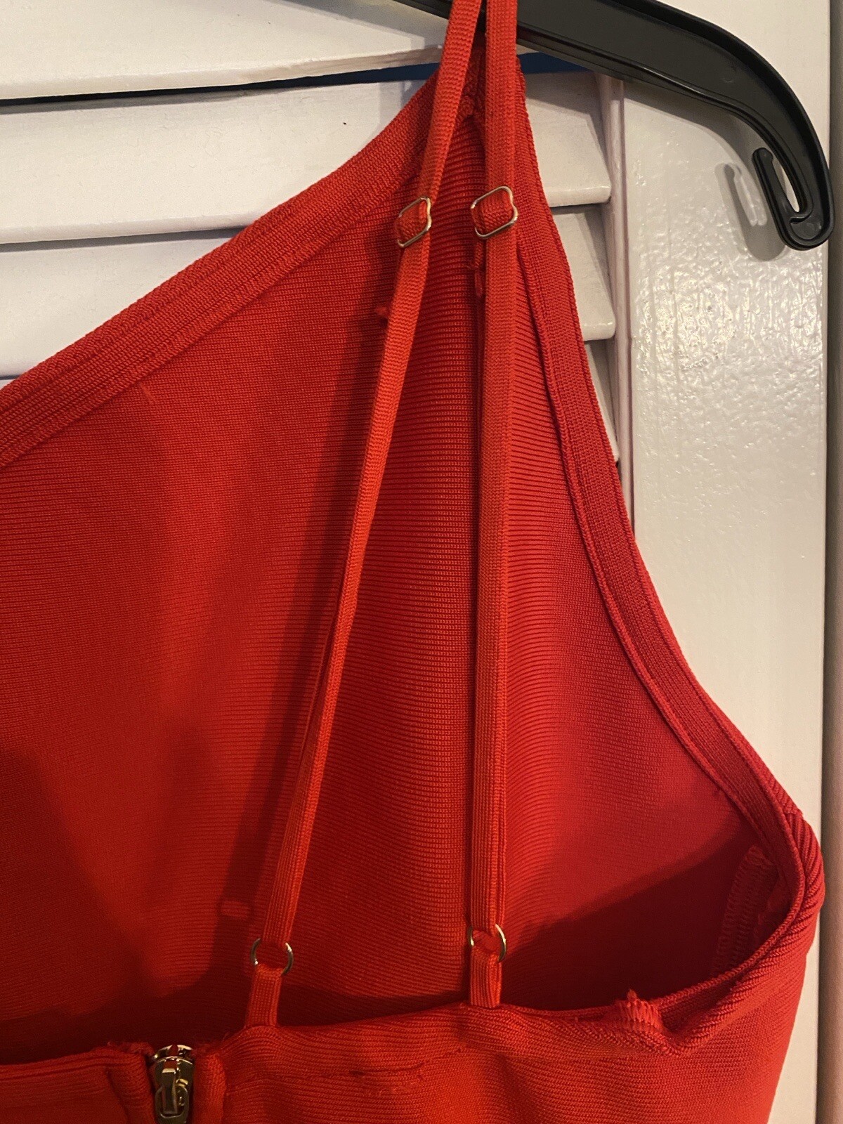 SHEIN ADYCE Double Strappy One Shoulder Bodycon Dress RED Size M