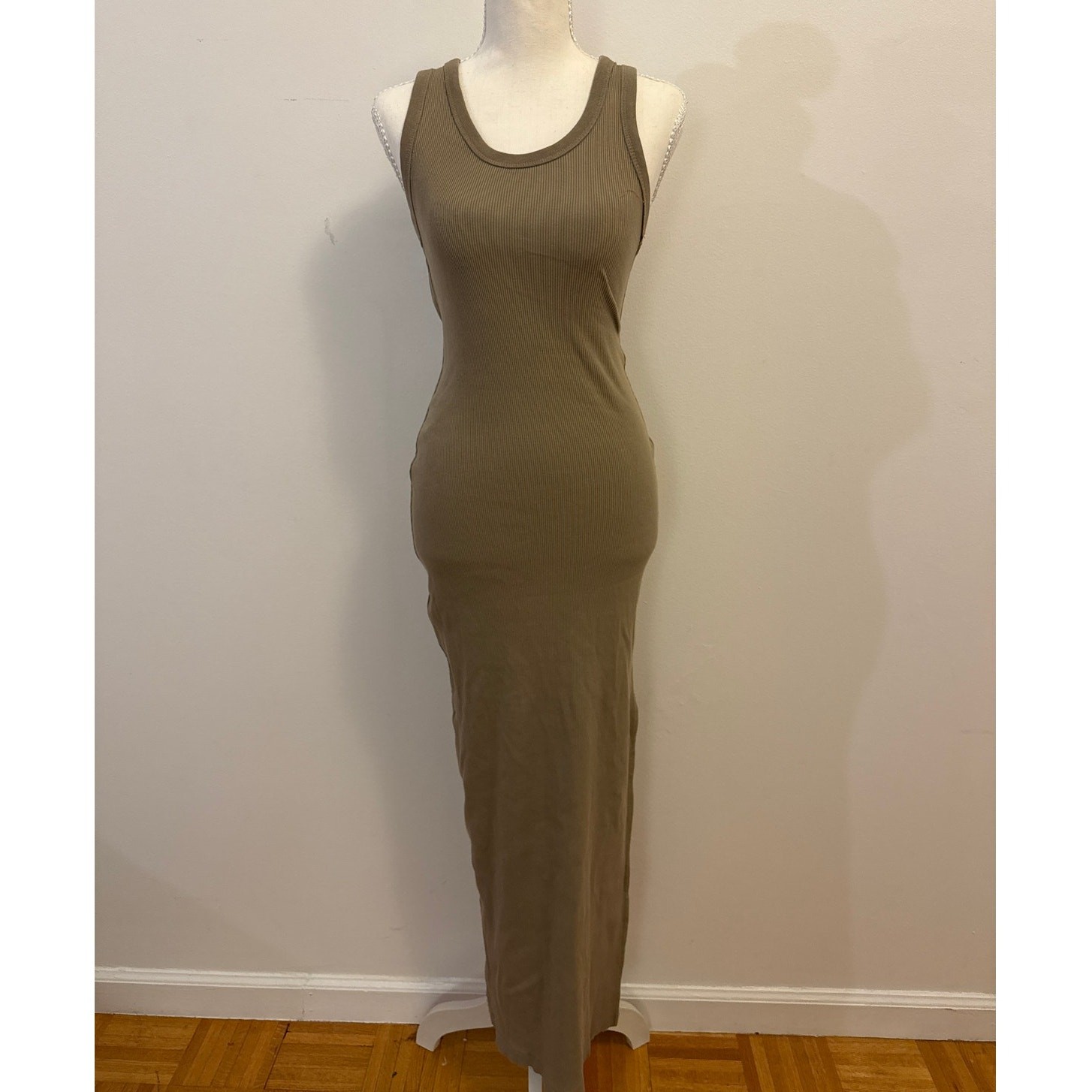 Universal Thread Taupe Rib-Knit Maxi Bodycon Dress Size S