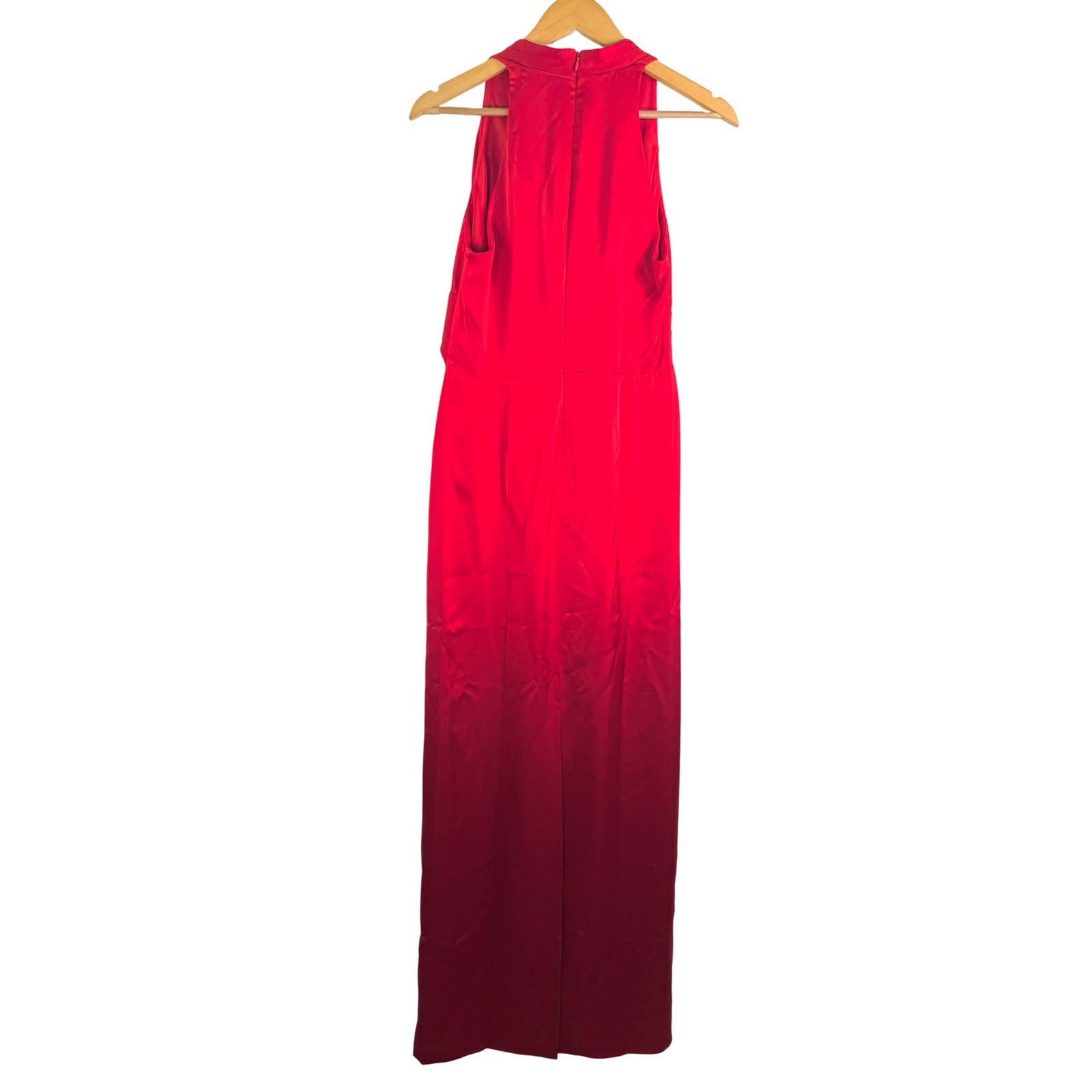 Lauren Ralph Lauren Pleated Satin Charmeuse Halter Gown red cocktail sz 6P