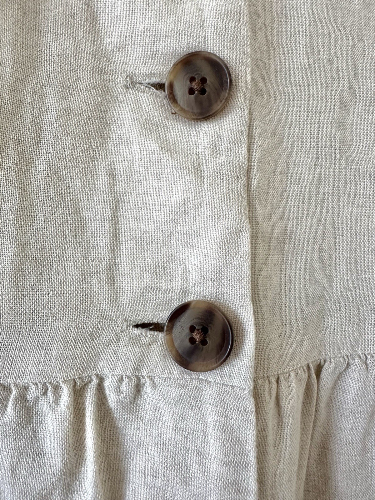 NEW Gap Linen Cotton Midi Sleeveless Button Dress Pockets 12 Tan Khaki Ivory LG