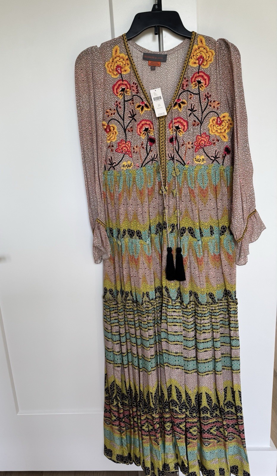 Anthropologie Bhanuni by Jyoti Giorgia Embroidered Dress 4 Tiered Maxi Dress