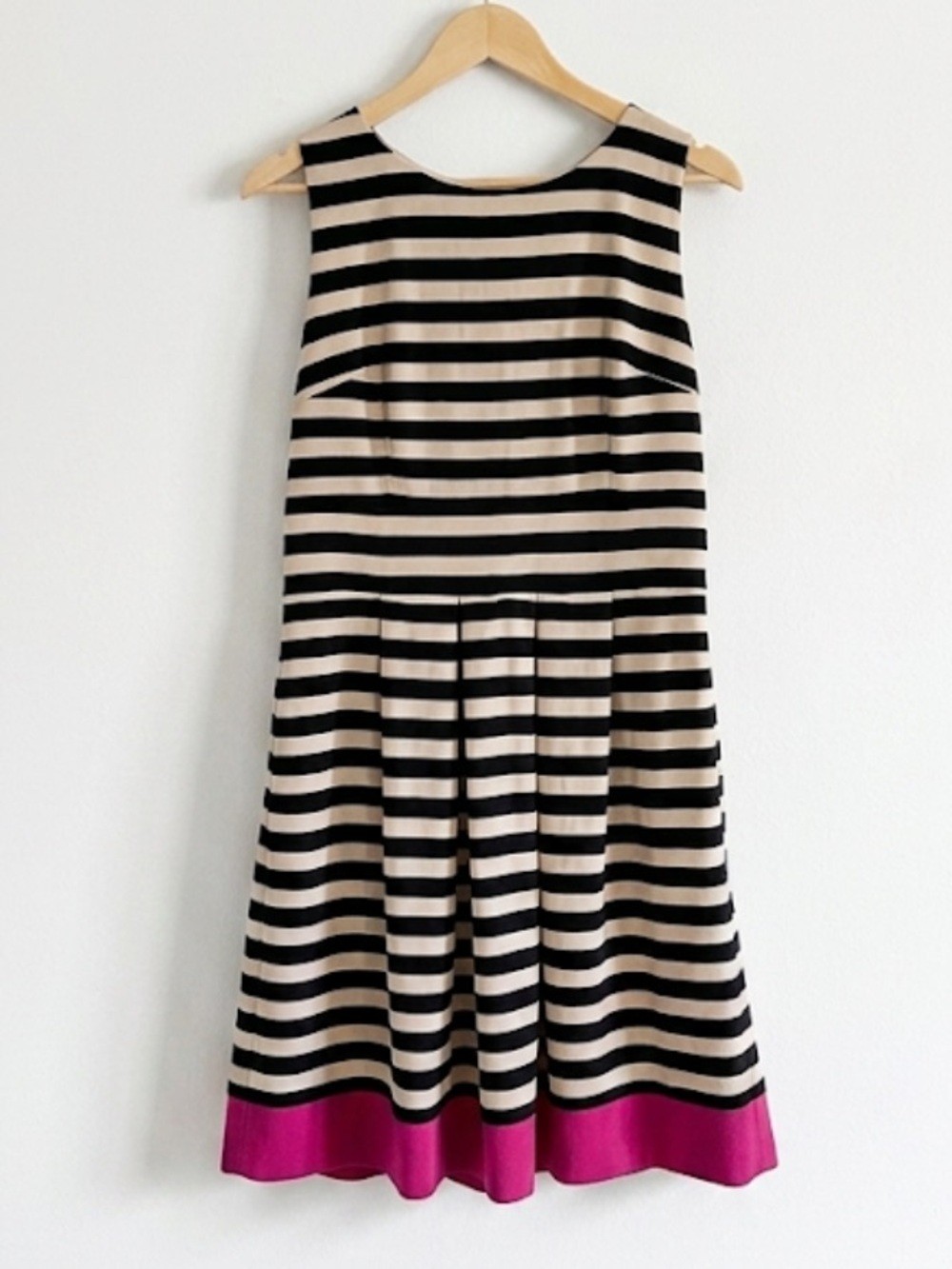 Joseph Ribkoff Dress Womens 12 Striped Fit Flare Midi A Line Pink Hem