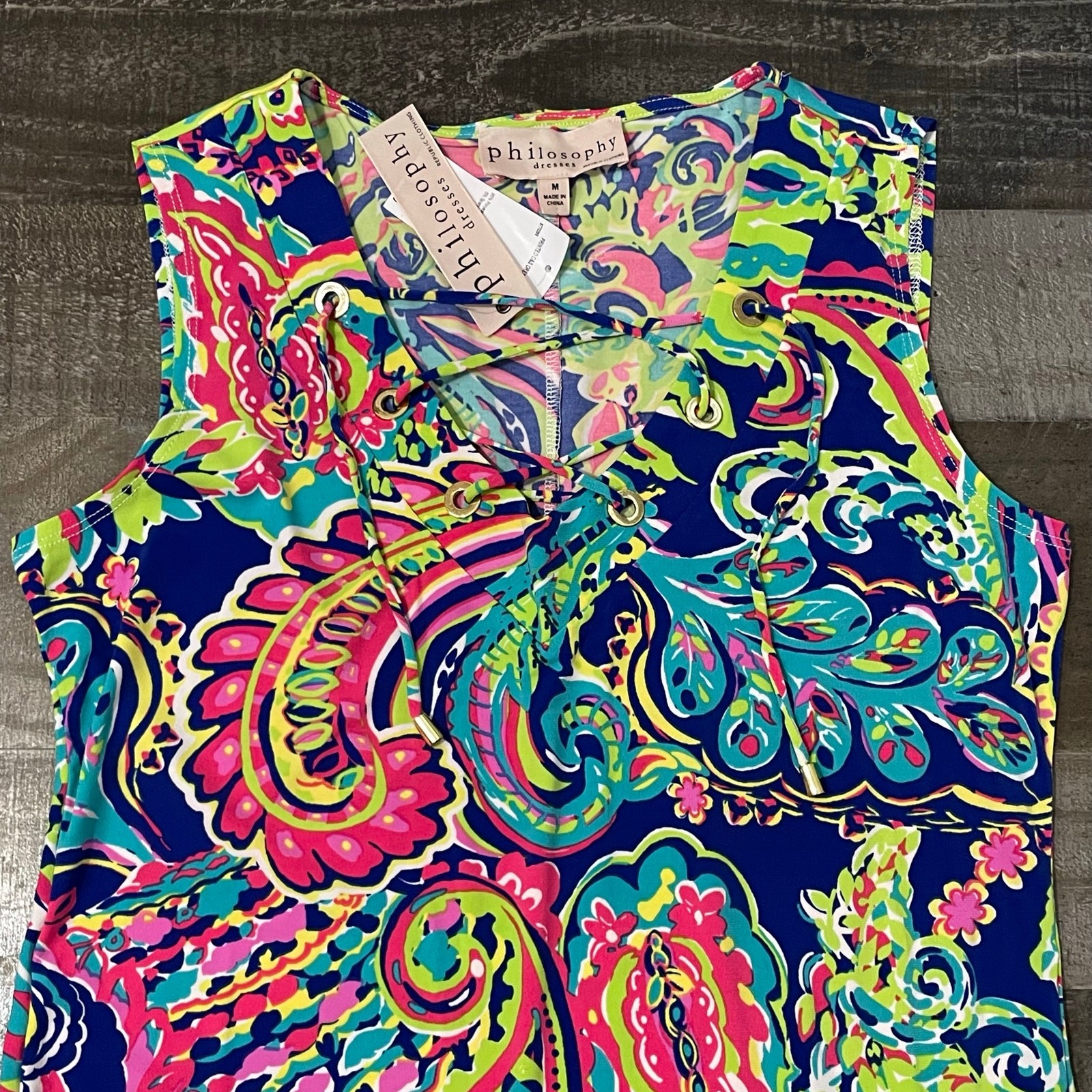 Women’s Philosophy Dresses Paisley Print Tank Dress Multicolor NWT Medium A-Line