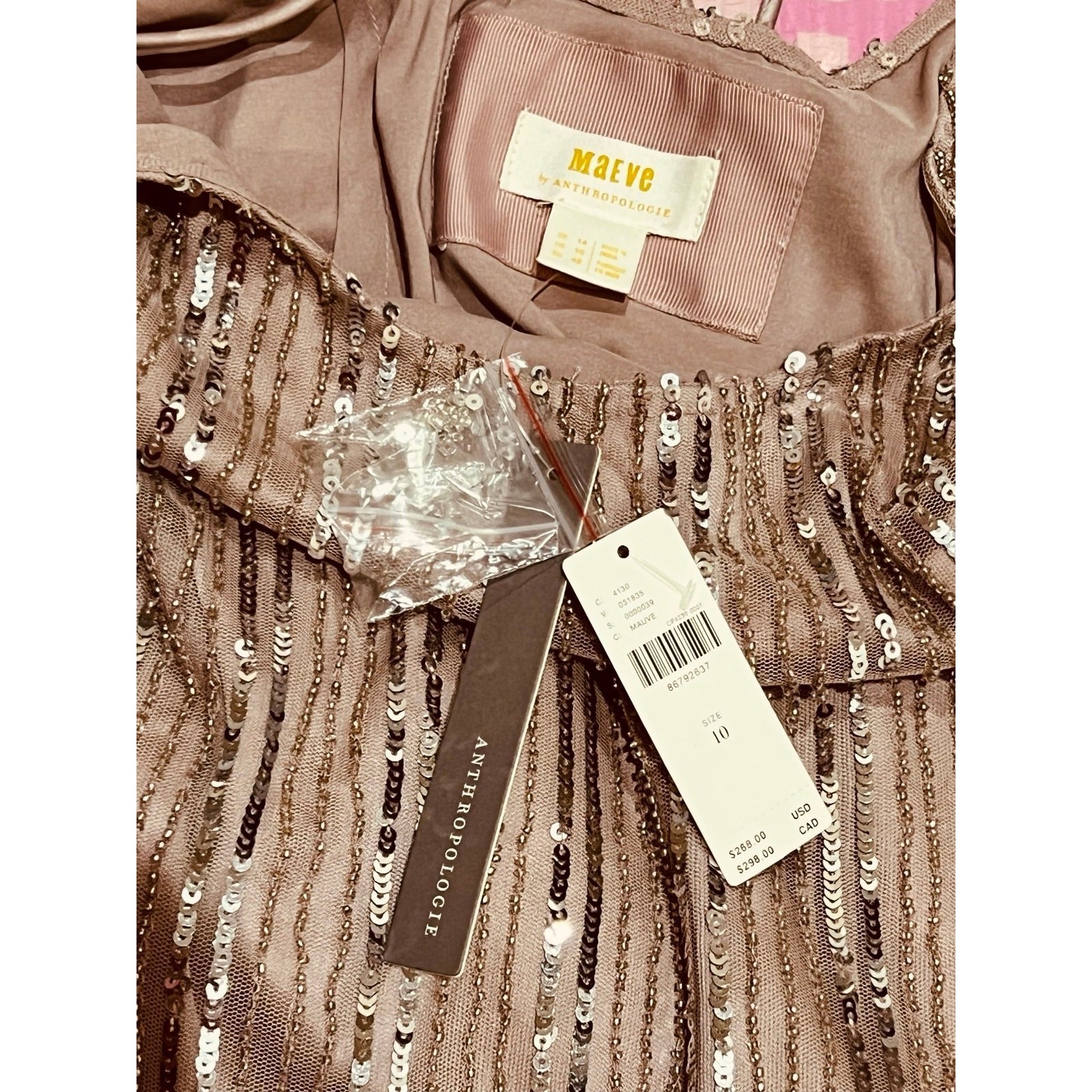 NWT❤️Anthro MAEVE SEQUIN STRAPPY BEADED-FRINGE MINI DRESS sz10
