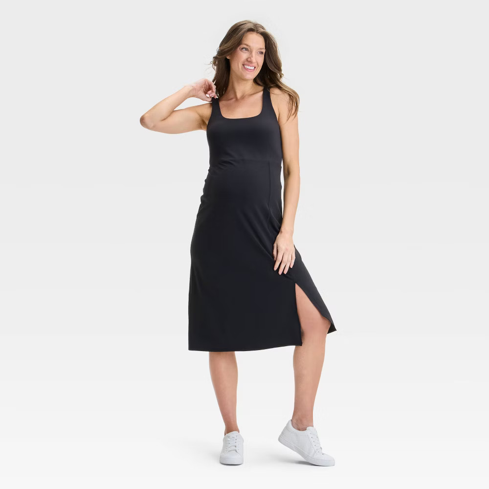 Slit Active Midi Maternity Dress – Isabel Maternity by Ingrid & Isabel