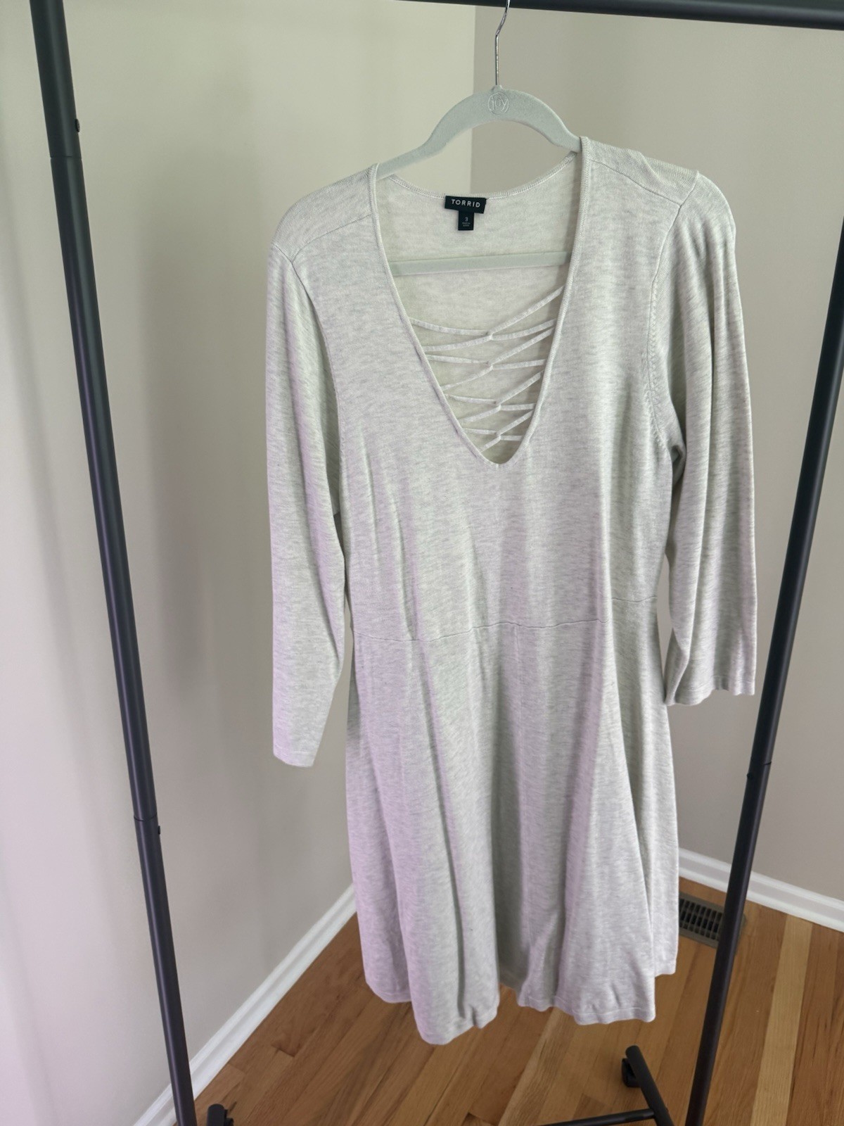 Torrid Size 3 Cream Sweater Dress With Front Tie Detail