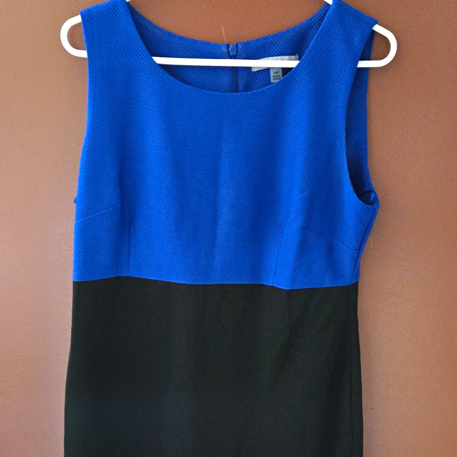 Danny & Nicole 14P Petite Blue/Black Colorblock Sheath Dress Scoop Neck Zip