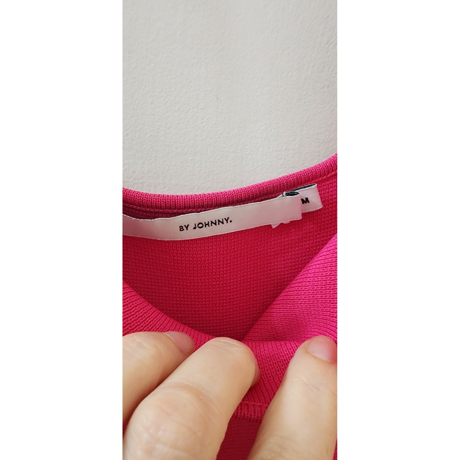 By Johnny Hot Pink Bow Shoulder Knit Mini Dress 43/39-1813HP Size M