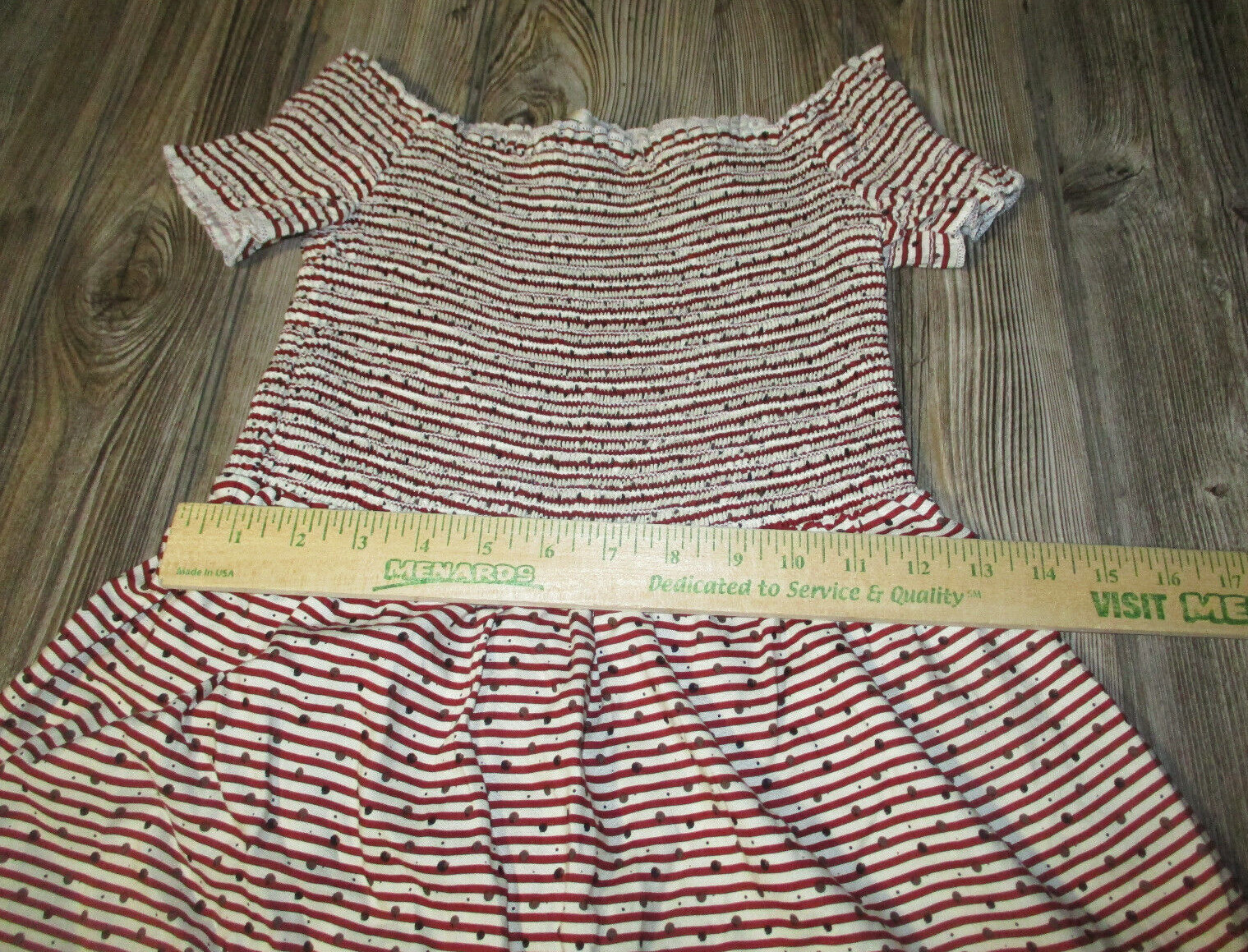 Mystic Red Print Striped Off The Shoulder Dress Sz Small Patriotic Festival 4th