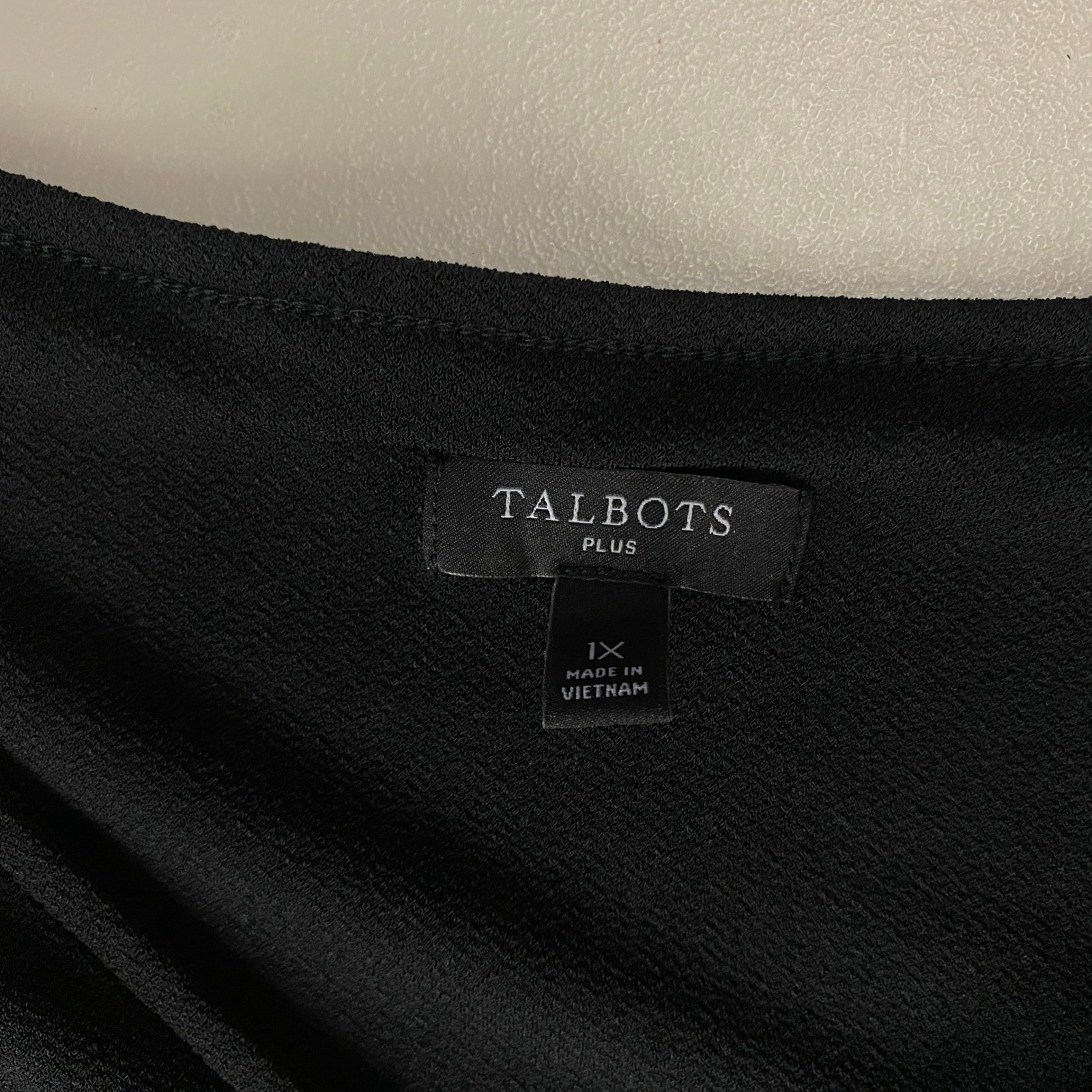 Talbots Midi Dress Womens 1X Solid Black Faux Button Front Stretch Knit Minimal