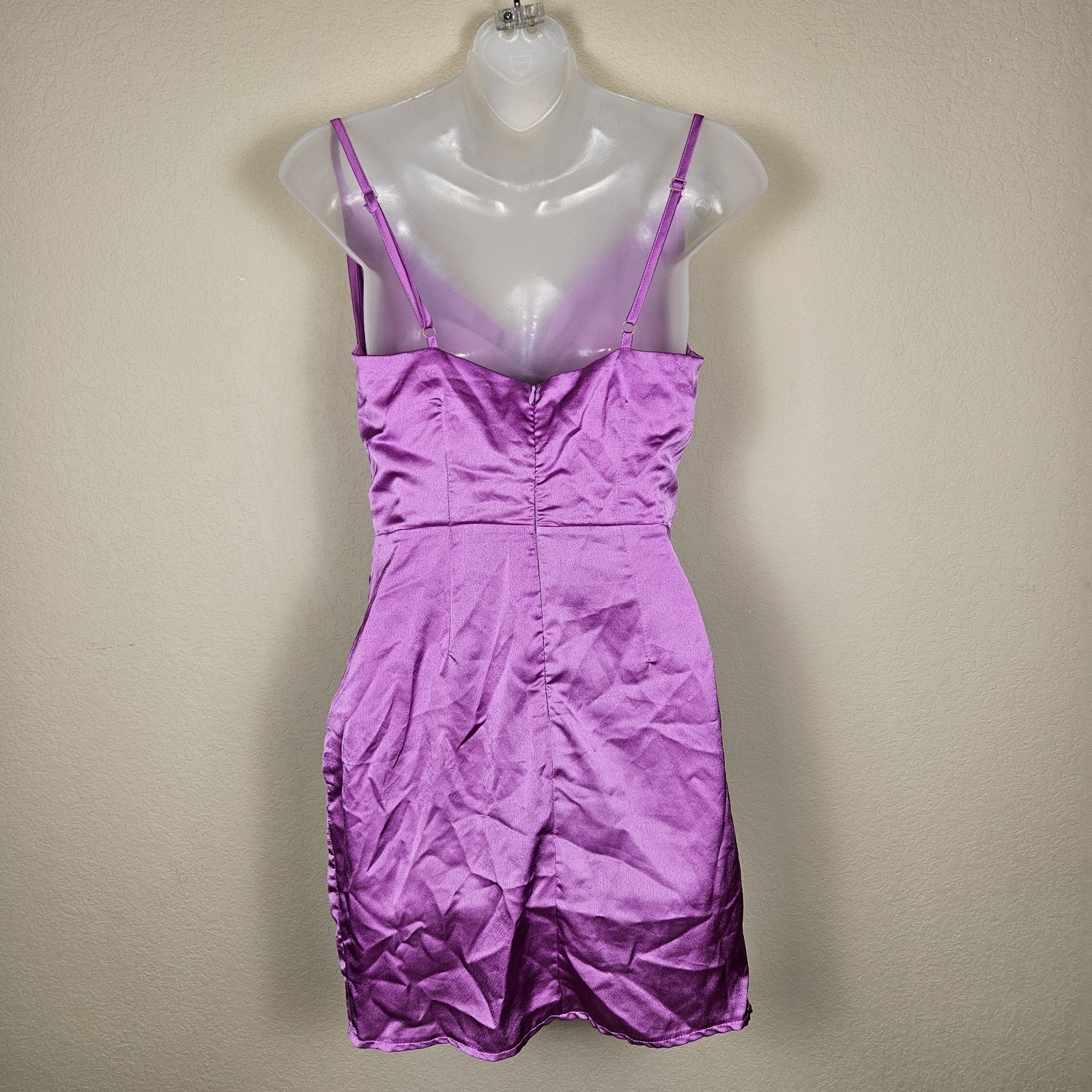 Superdown x Revolve Arezo Slip Mini Dress S Cowl Neck Wrap Satin Ruched Pink