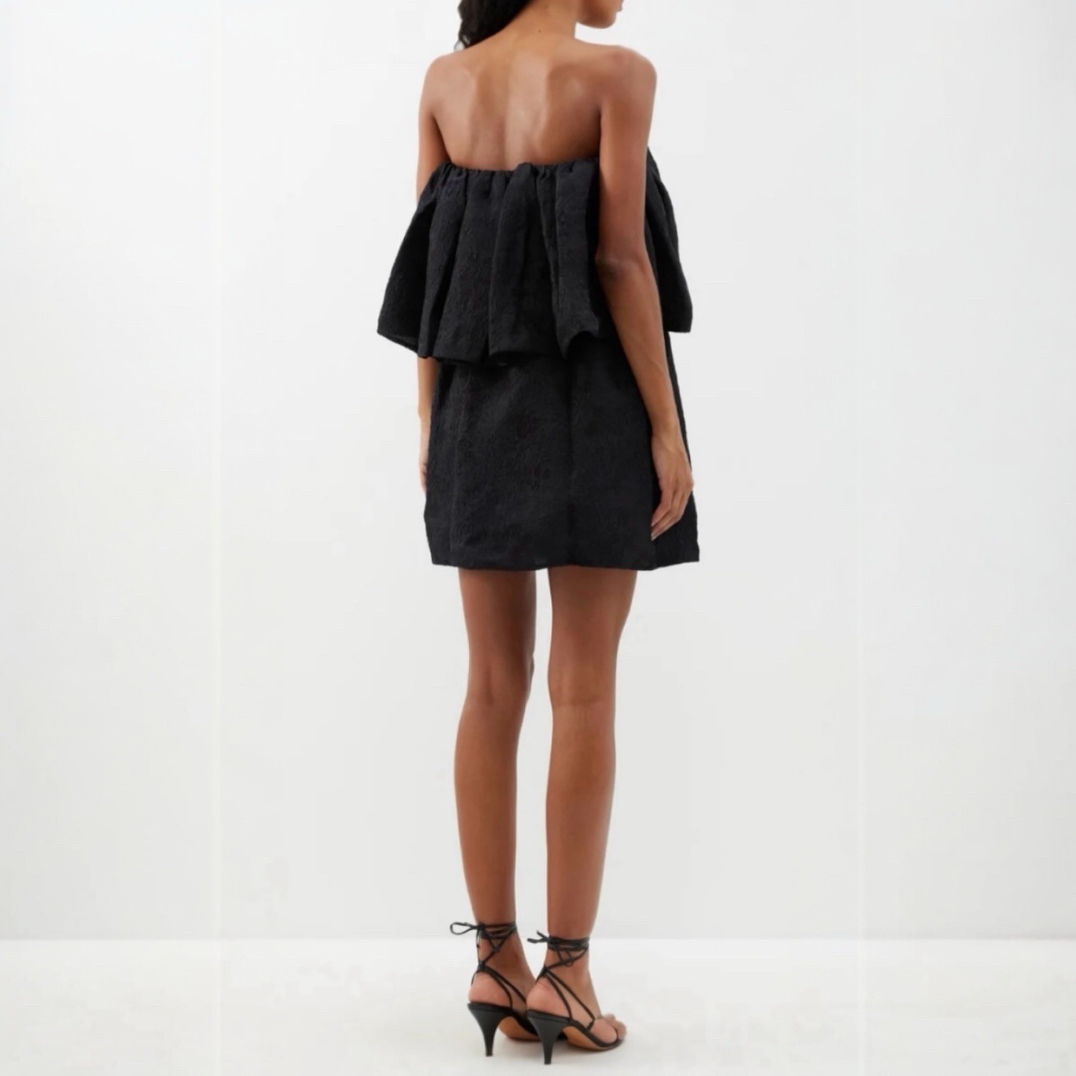 Ulla Johnson Mini Dress Size 4 Strapless Jacquard Floral Motif Black Silk Blend
