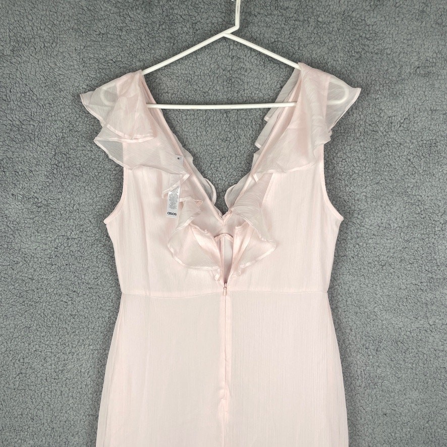 Asos Design Women’s US 6 Pink 100% Polyester Bridemaids Flutter Sleeve Dress